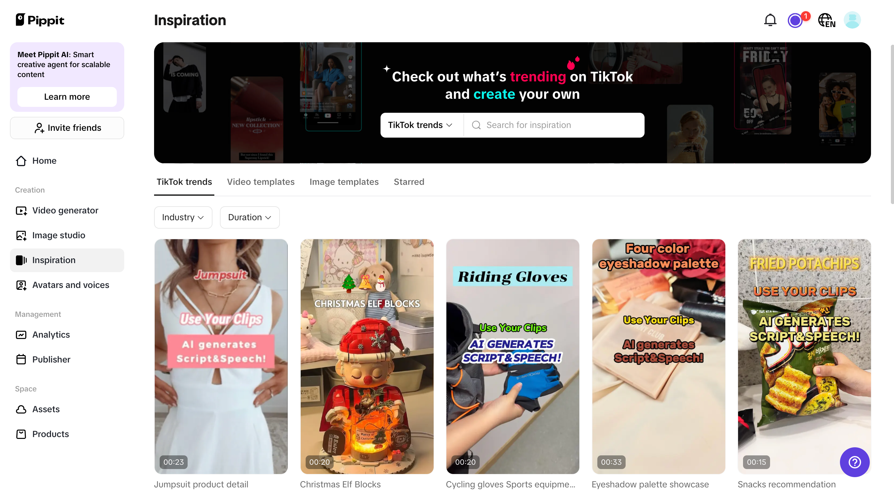 Free preset templates for AI video
