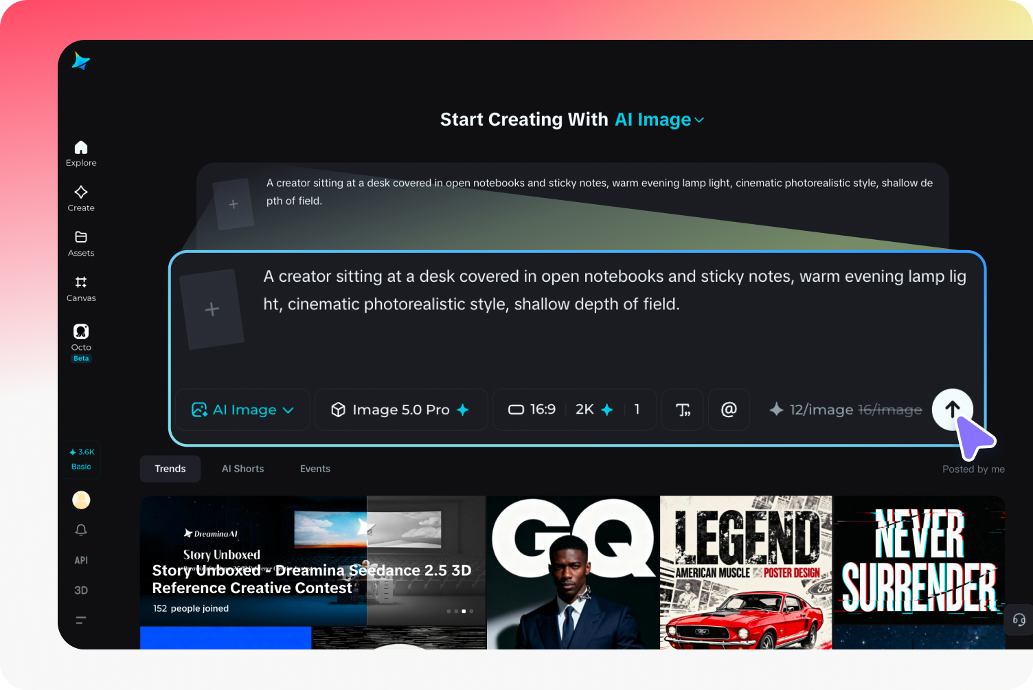 Write your prompt and generate an image