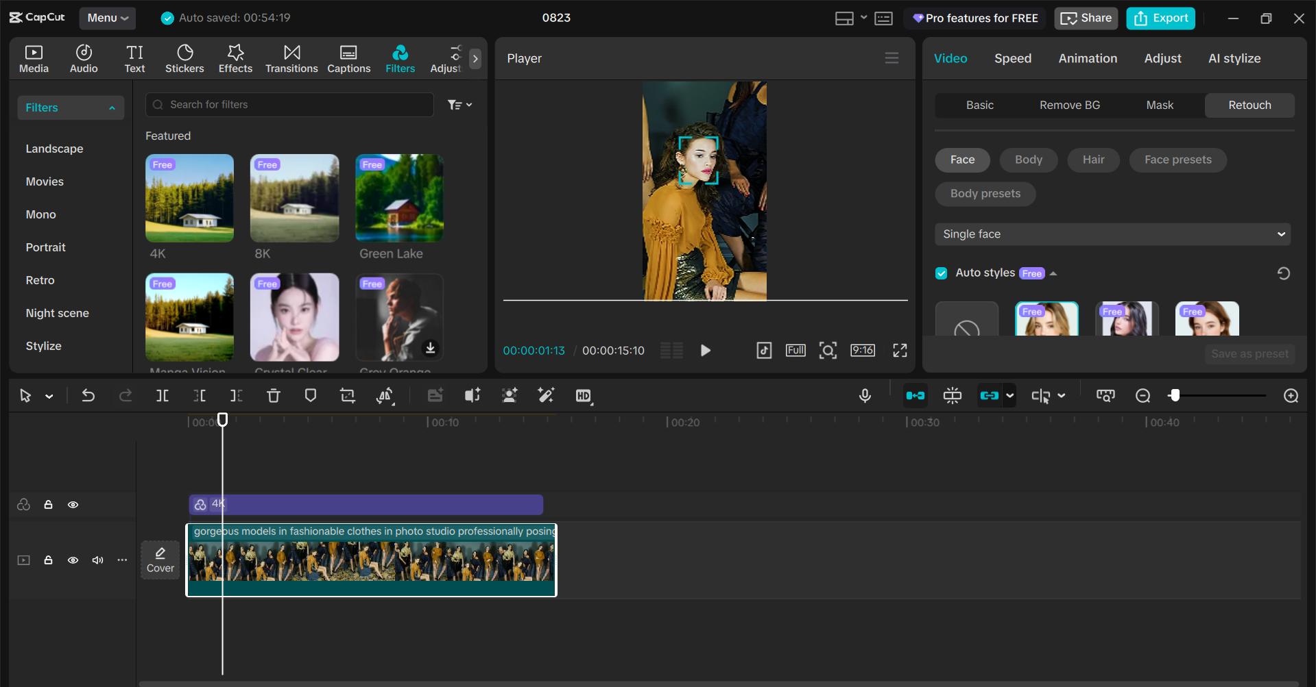 Interface of the CapCut desktop video editor - the best tool to edit Instagram profile picture