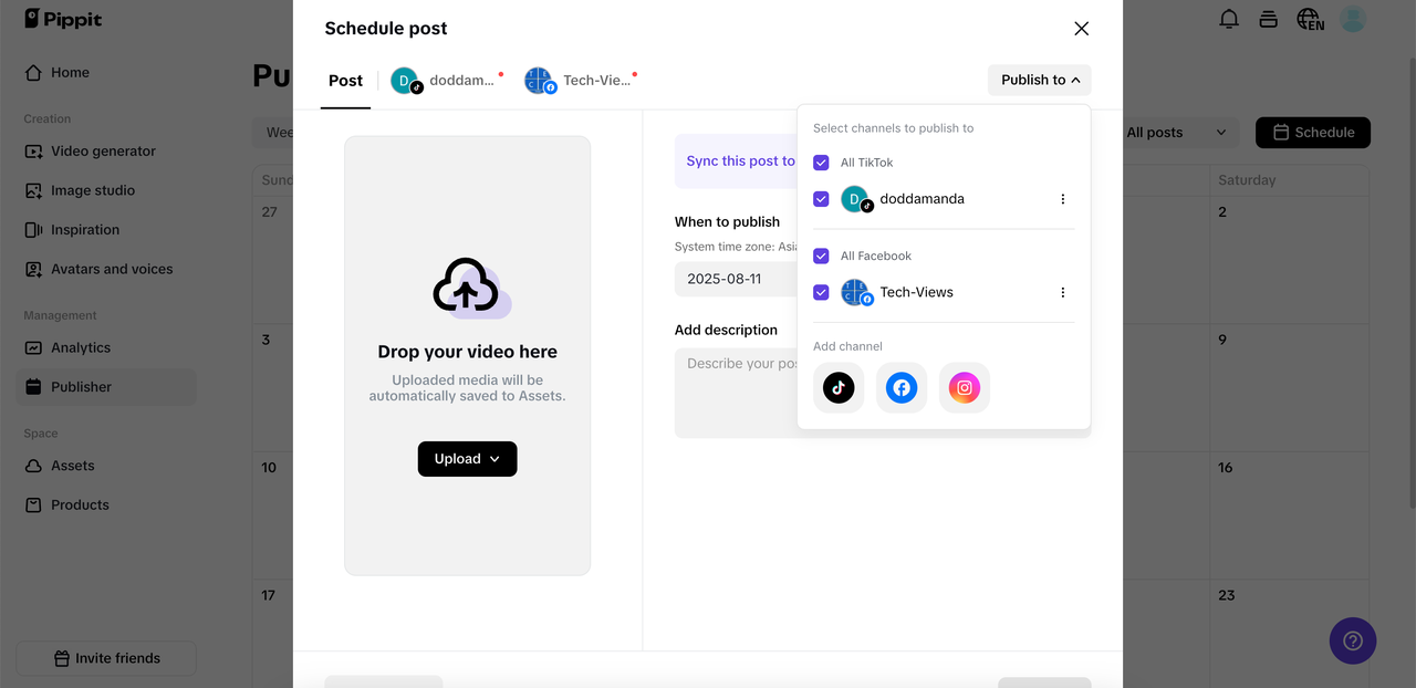 Publicar recurso do Pippit