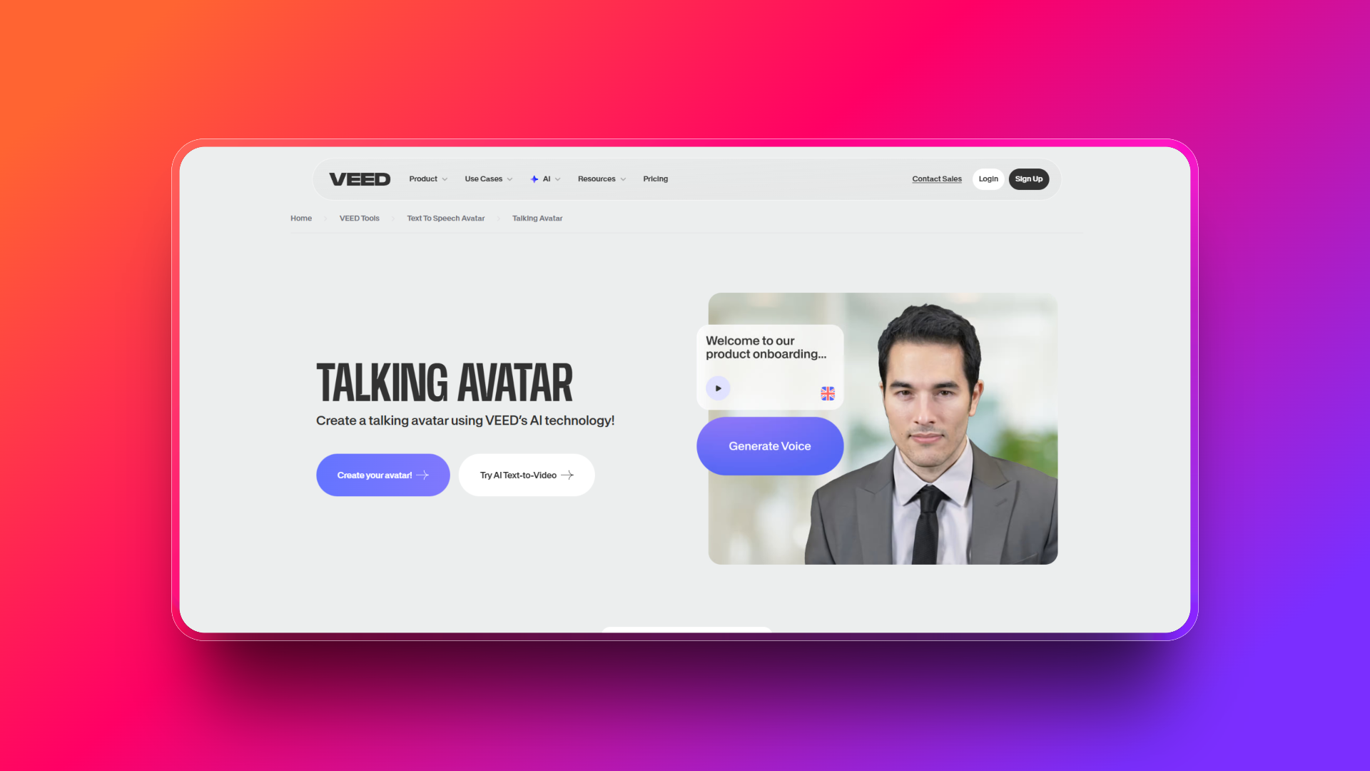 AI talking avatar by Veed.io