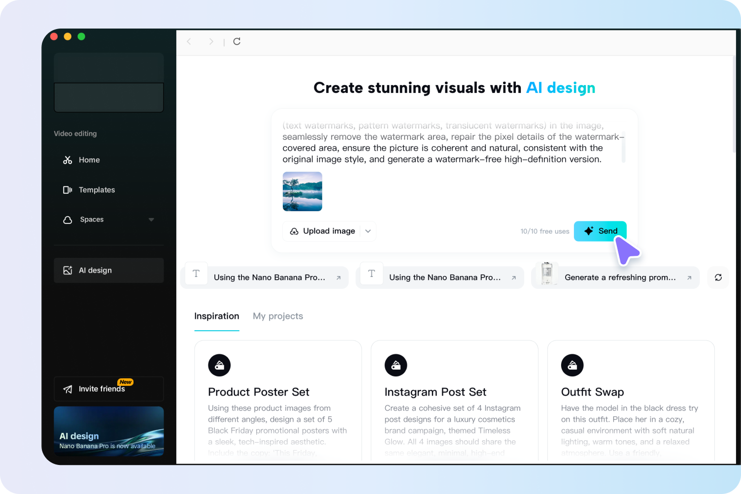 Use CapCut for AI to remove the watermark from the image automatically
