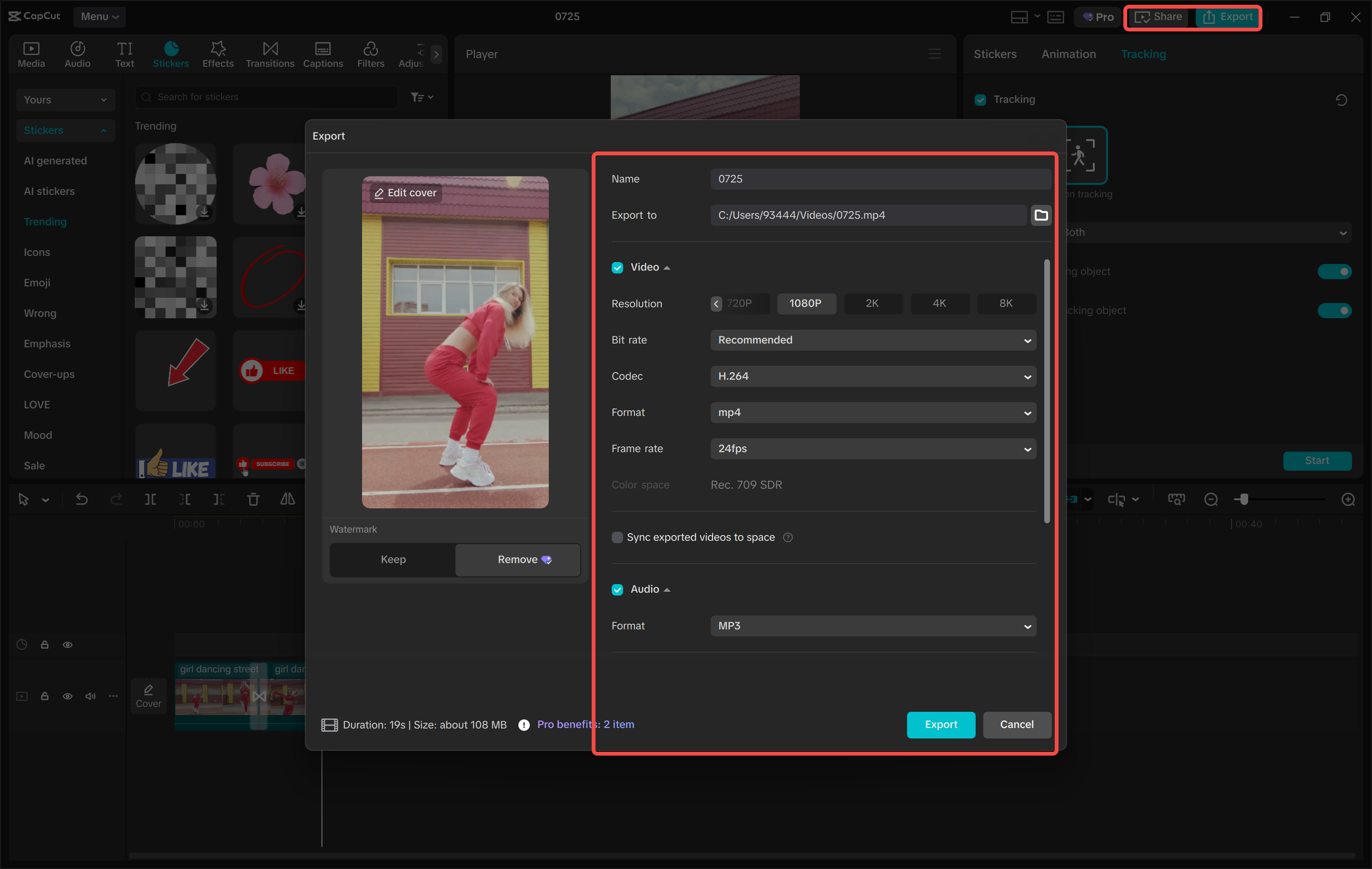 Export and share on TikTok