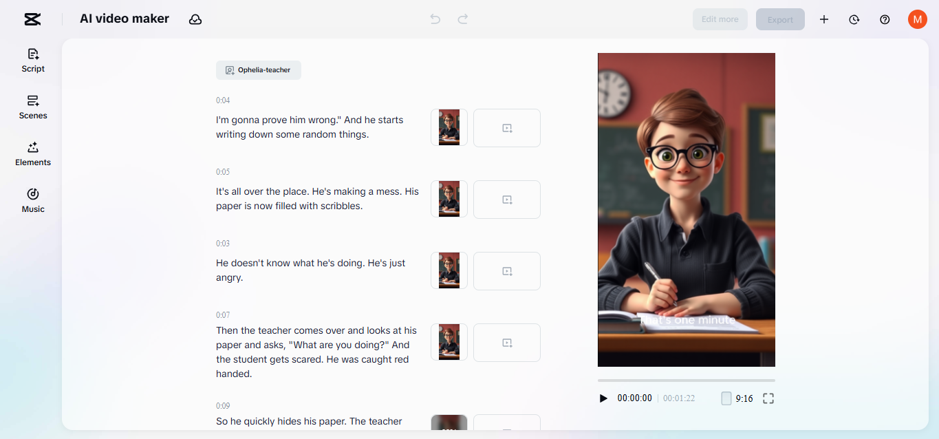 Editing interface of the CapCut web - the best AI avatar generator platform