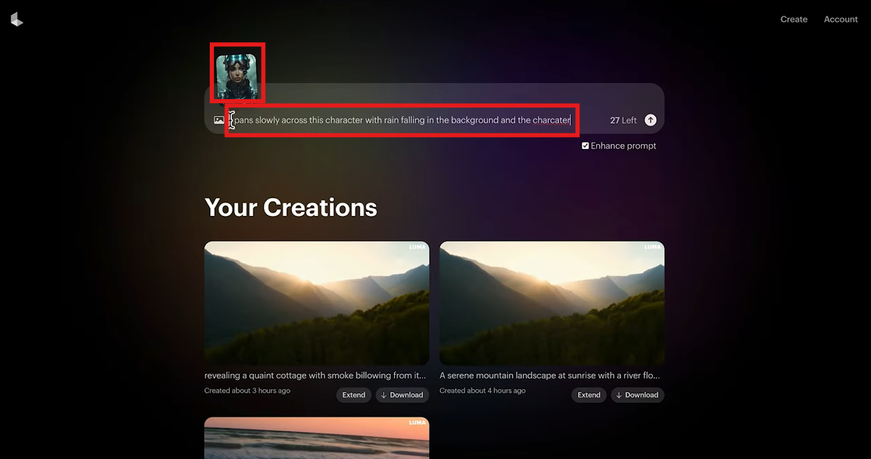 Upload image and enter prompts