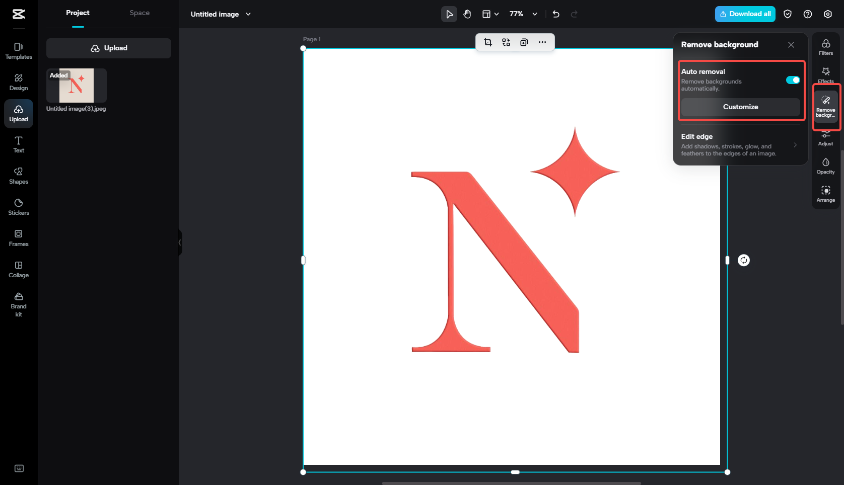 Remove the background of the logo