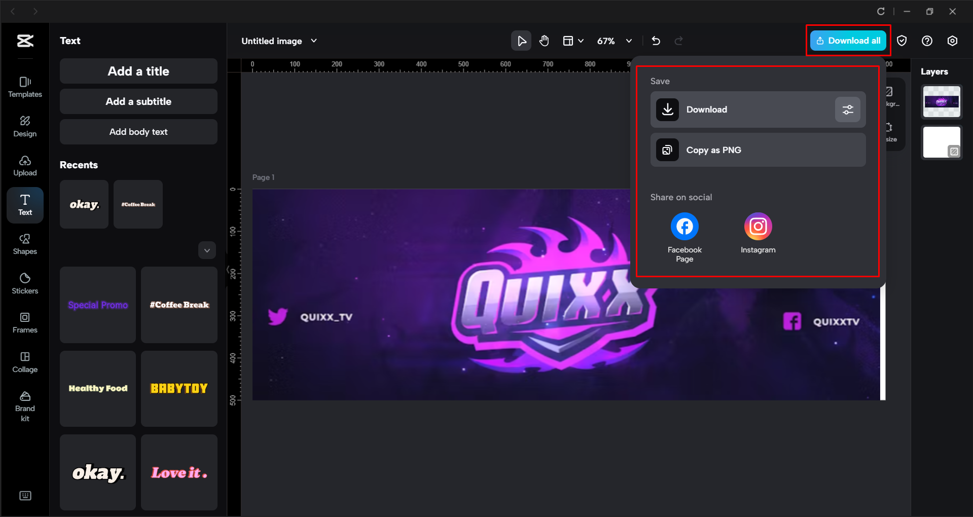 Exporting the banner from the CapCut desktop video editor