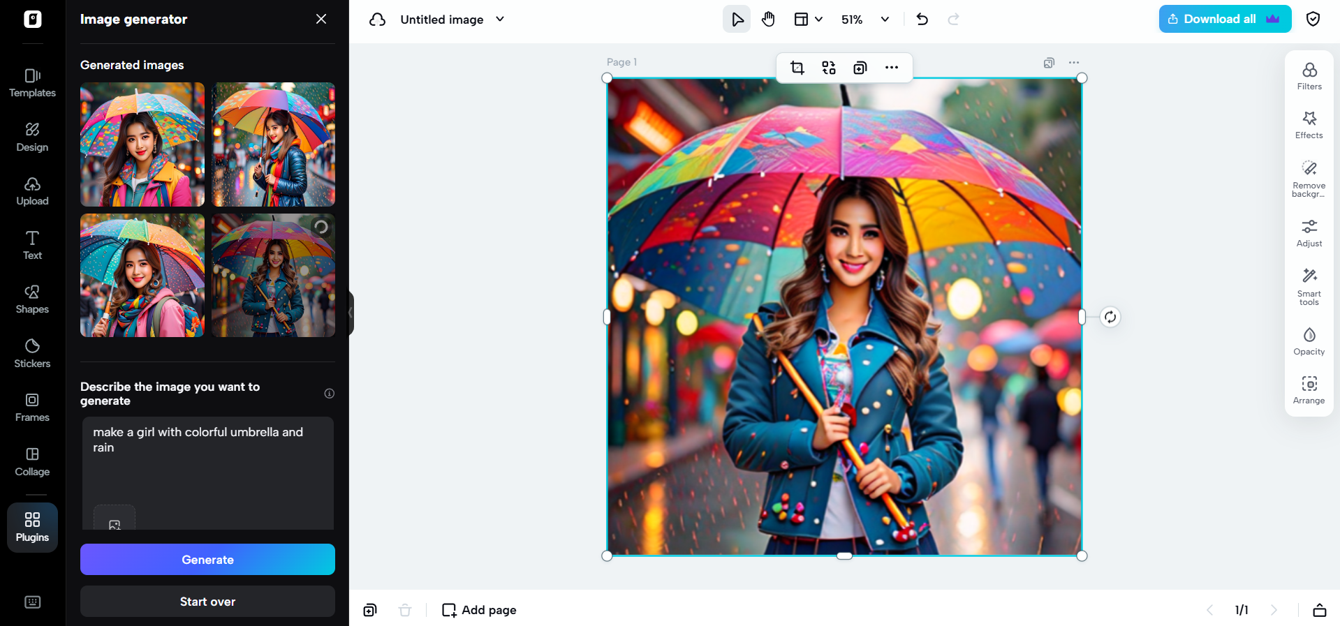 Prompt to image generation