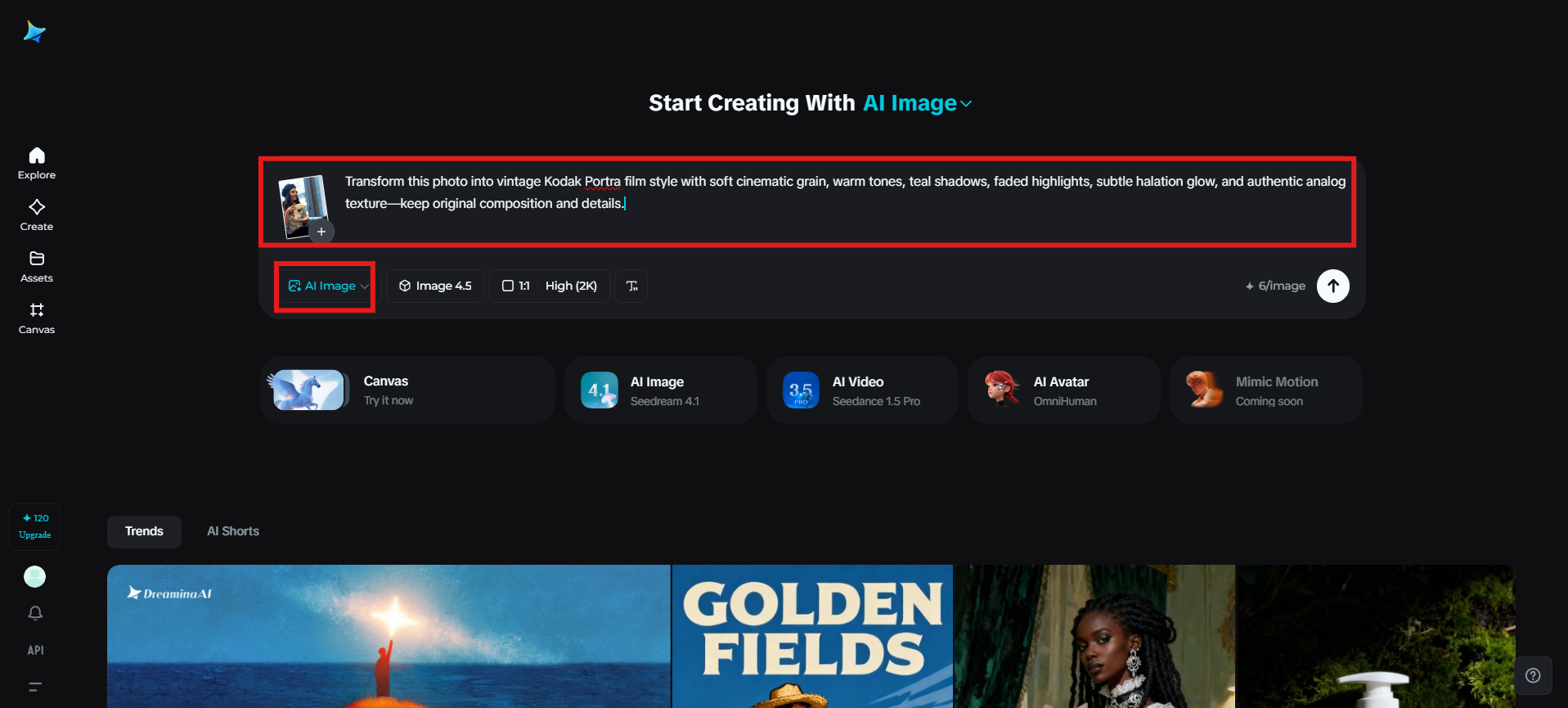 Upload an image and enter a prompt