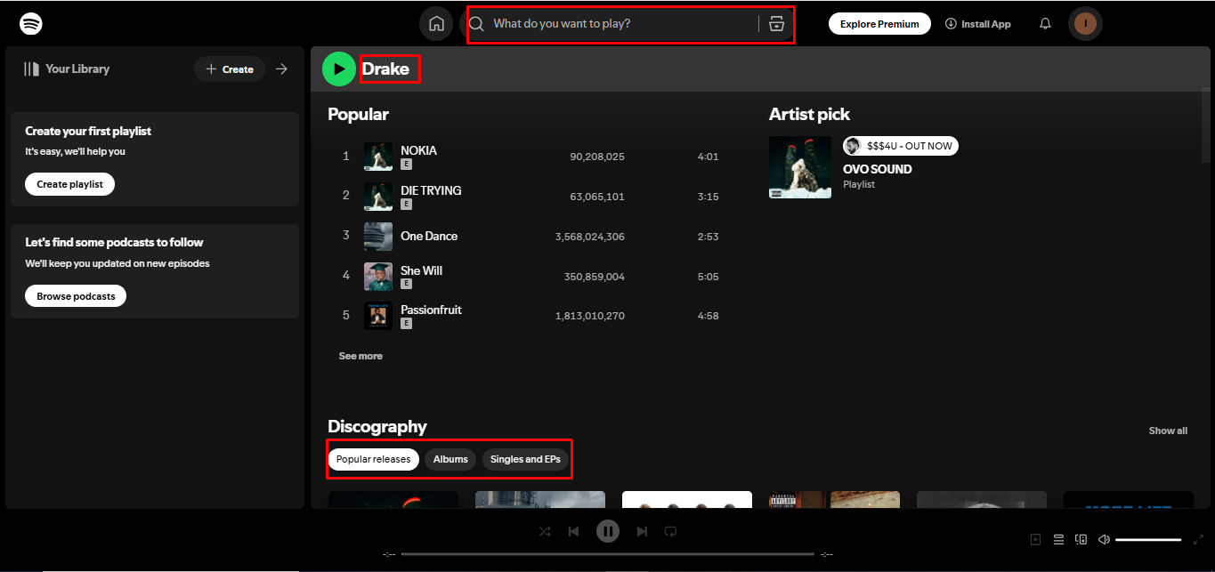 Gambar yang menunjukkan lagu rapper yang paling banyak didengarkan di desktop