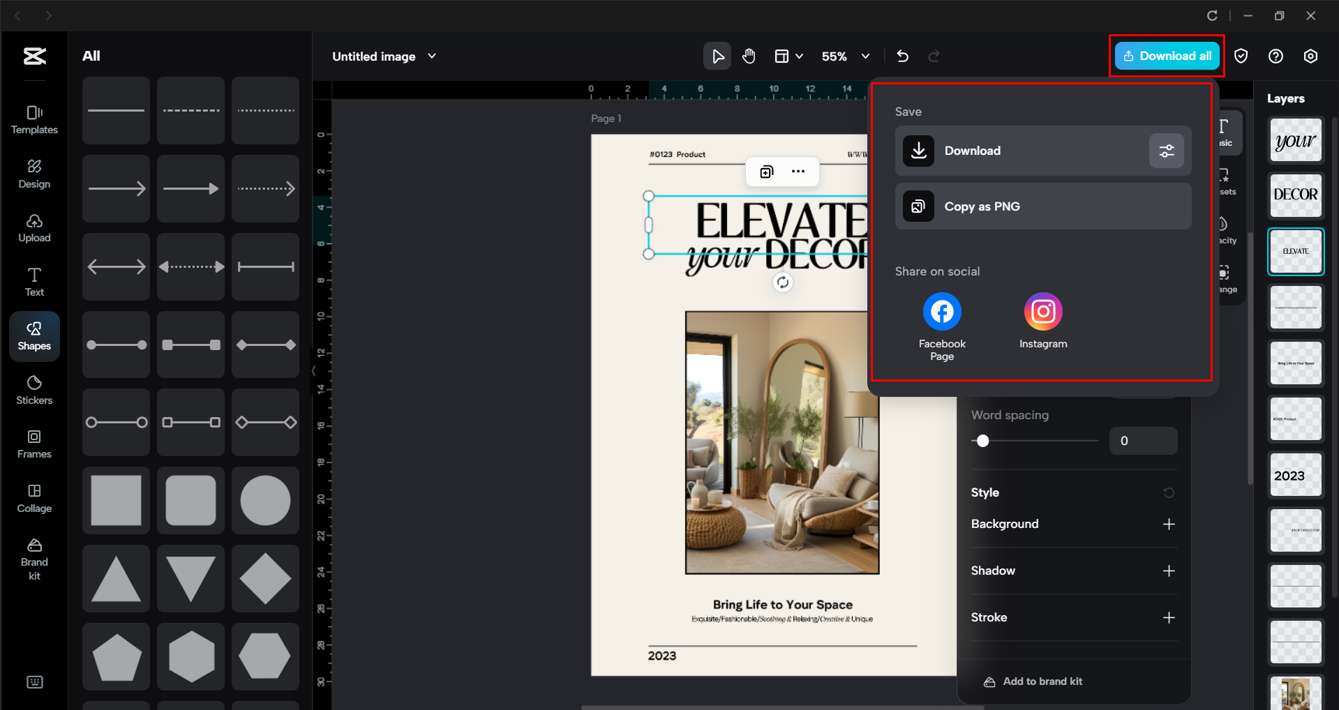 Exporting a flyer from the CapCut desktop video editor