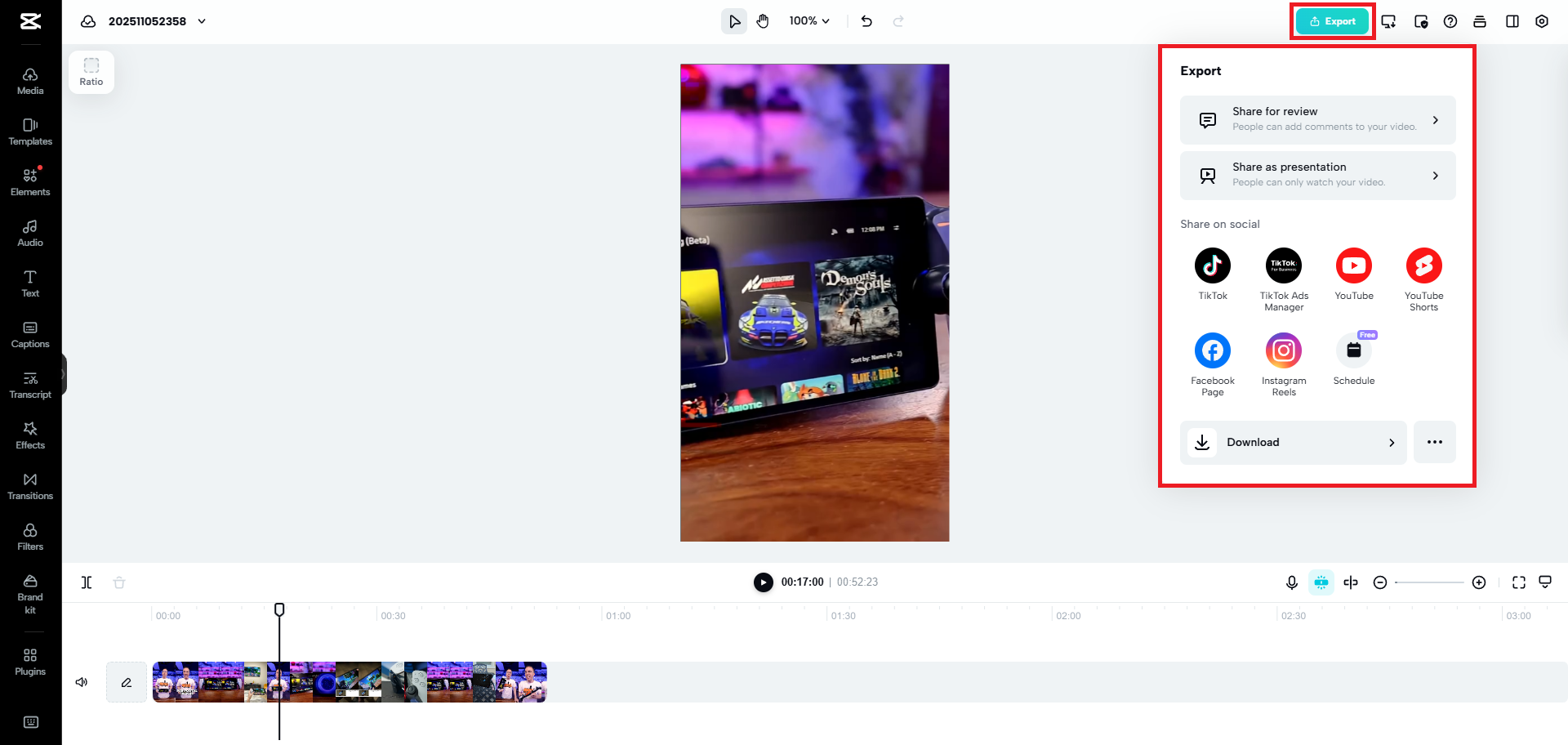 Export your video file