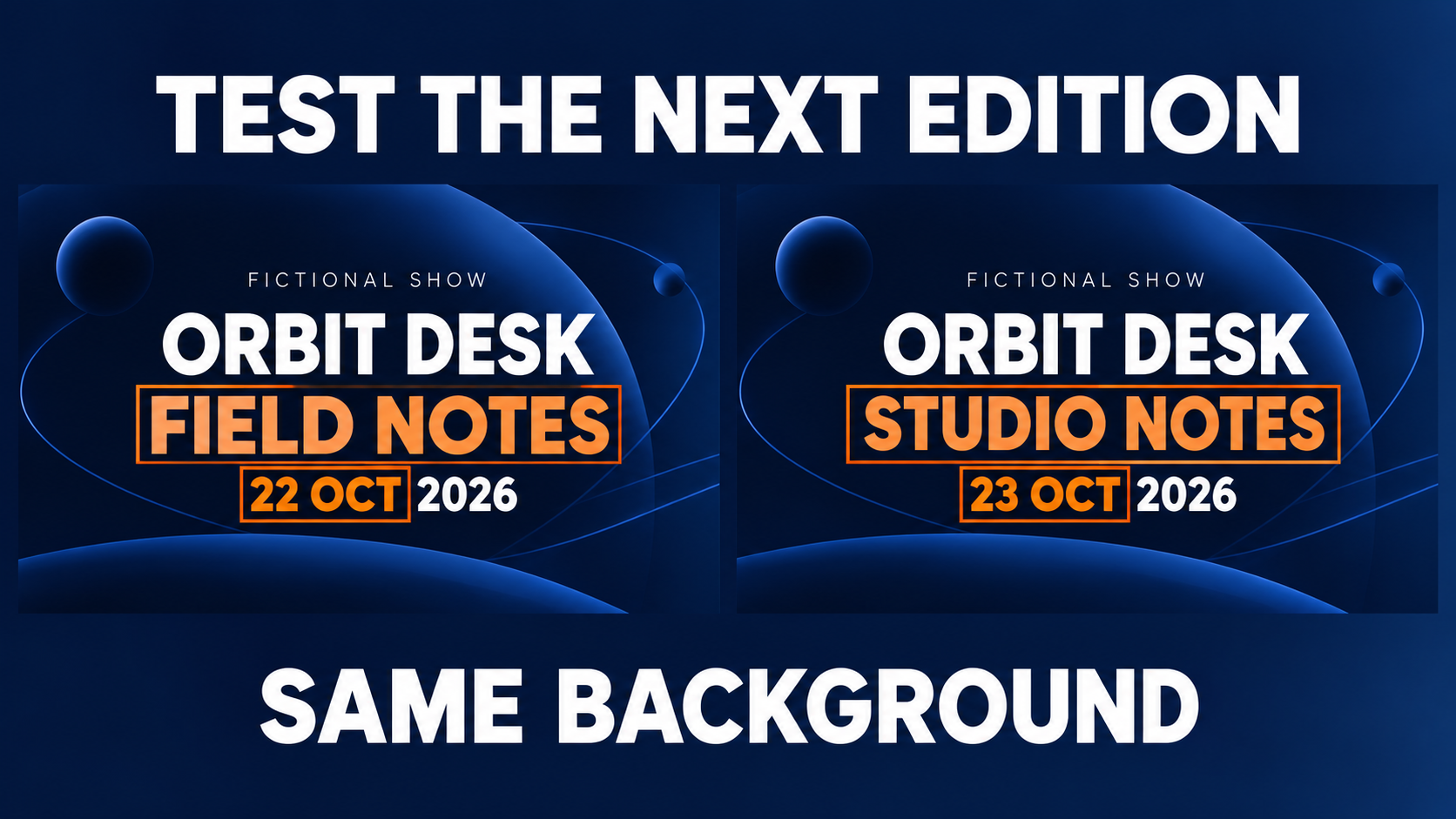 Conceptual edition check showing the section and date changing while the background stays fixed