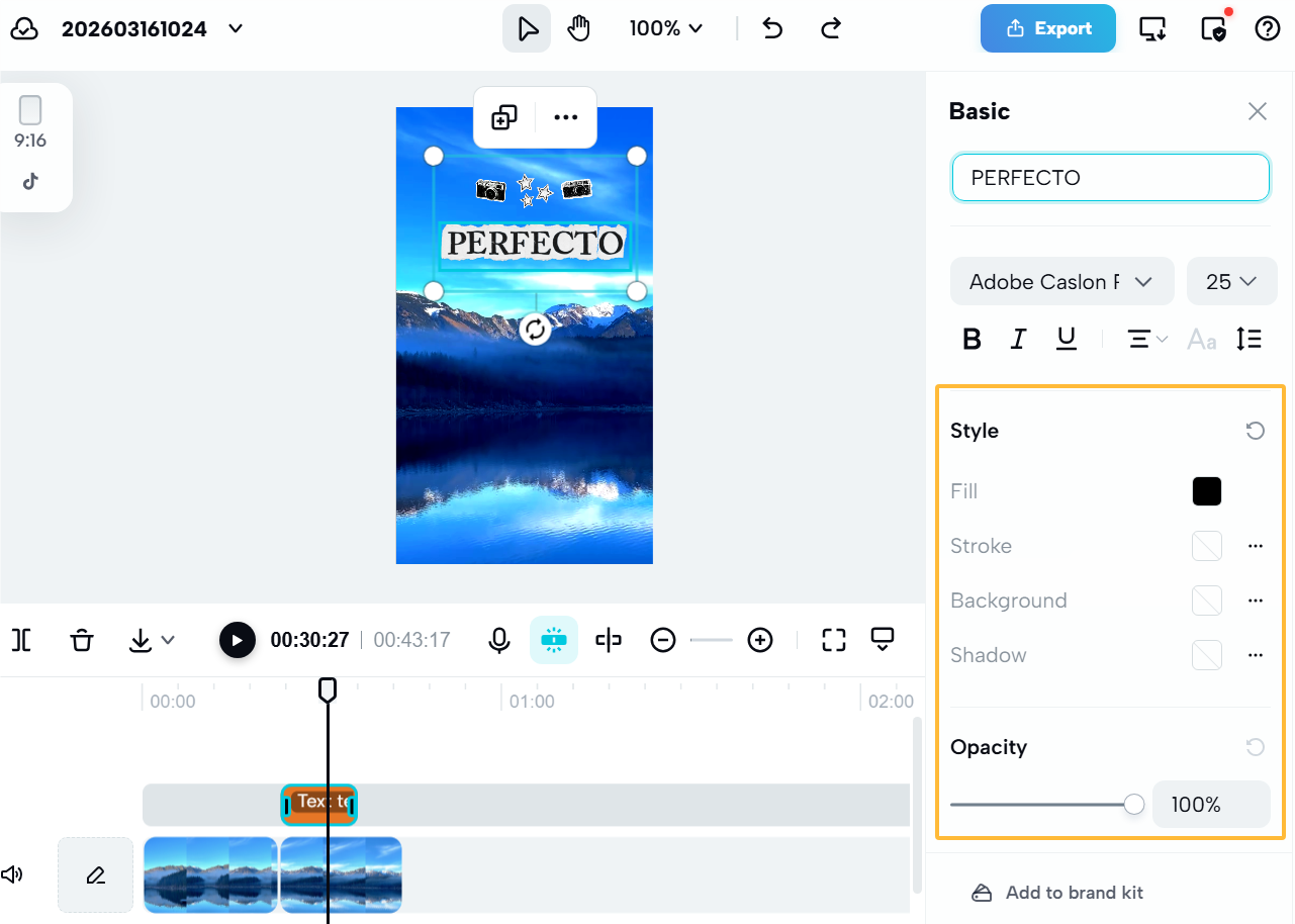 Mostrar texto en el video en CapCut línea