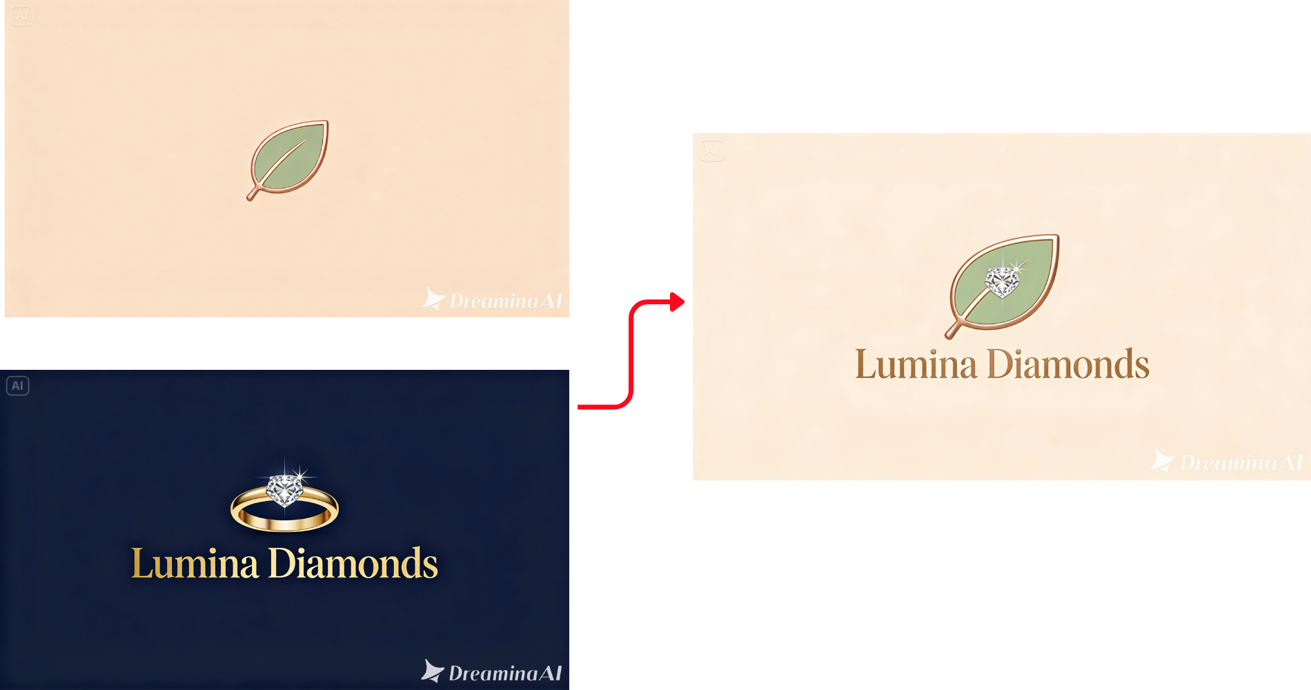 Amestecarea a două imagini pentru a genera un nou design cu un singur logo utilizând fuziunea cu mai multe imagini