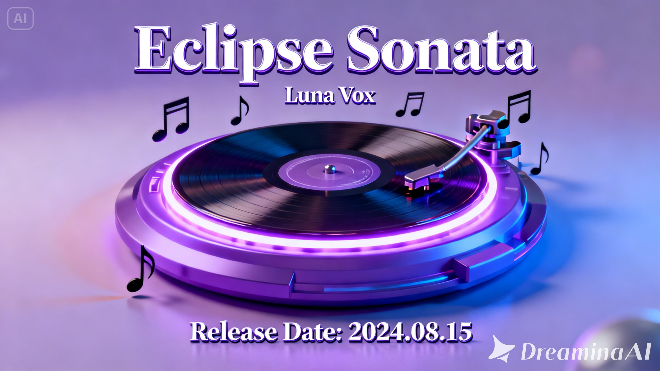 Afiș de lansare a albumului animat cu efecte 3D