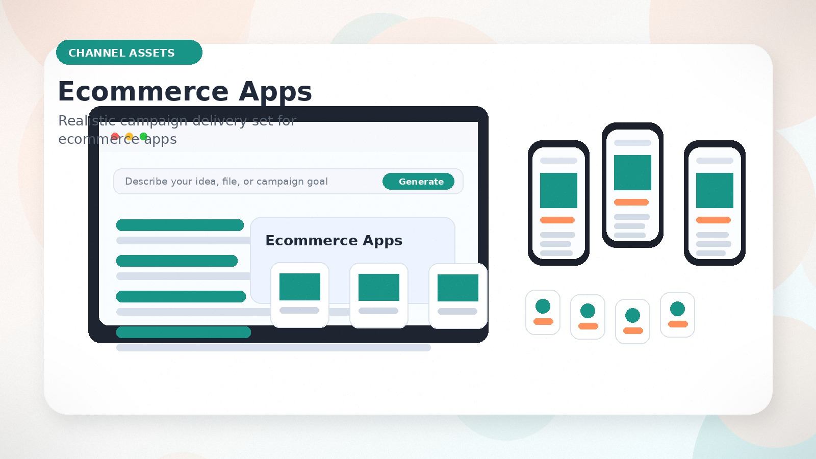 Ecommerce Apps realistic channel assets visual for ecommerce apps