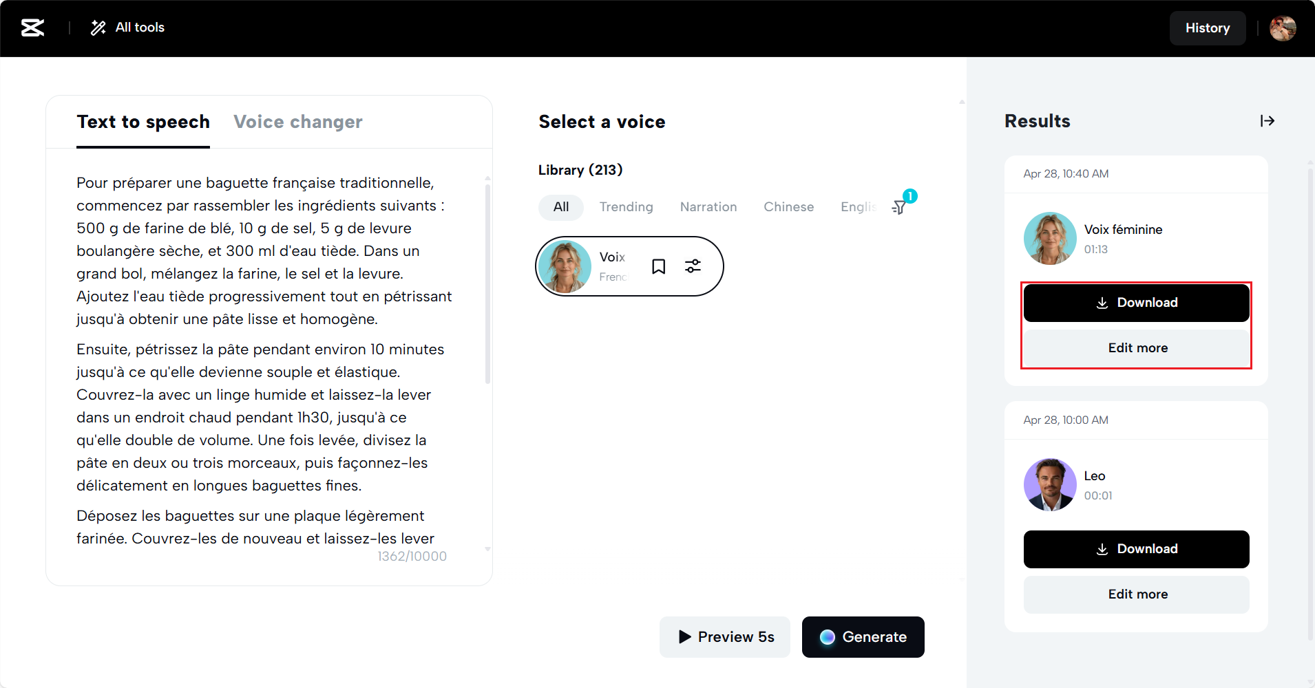 Modifier davantage ou télécharger