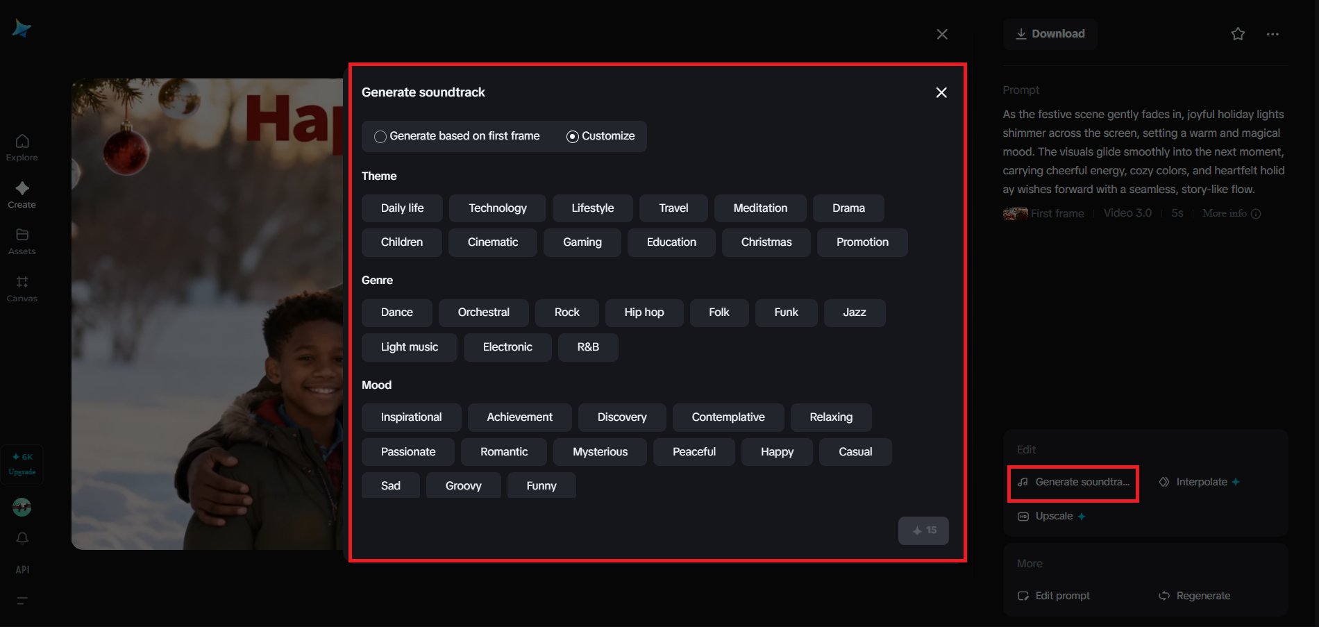 Add soundtrack feature in Dreamina