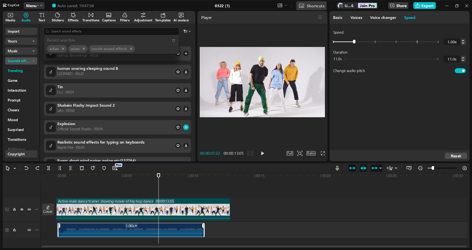 Antarmuka editor video desktop CapCut - alat yang sangat efisien untuk mengedit video musik