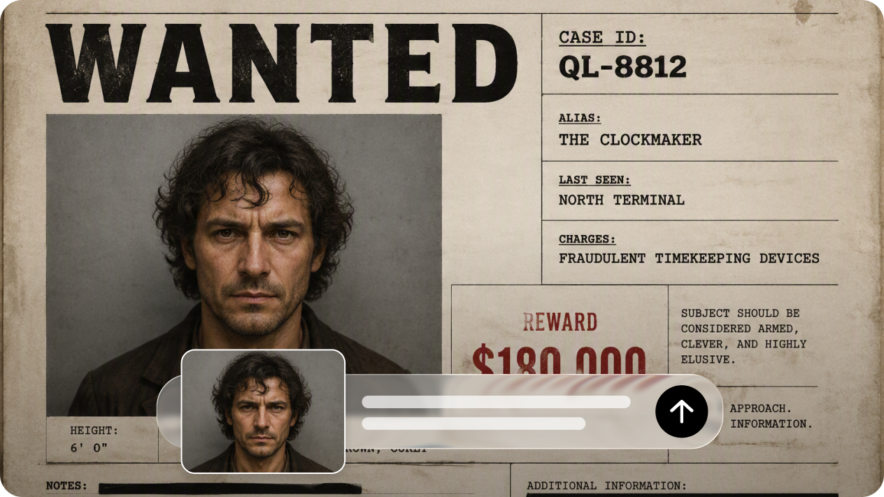 Create 2K wanted posters with multi-image references