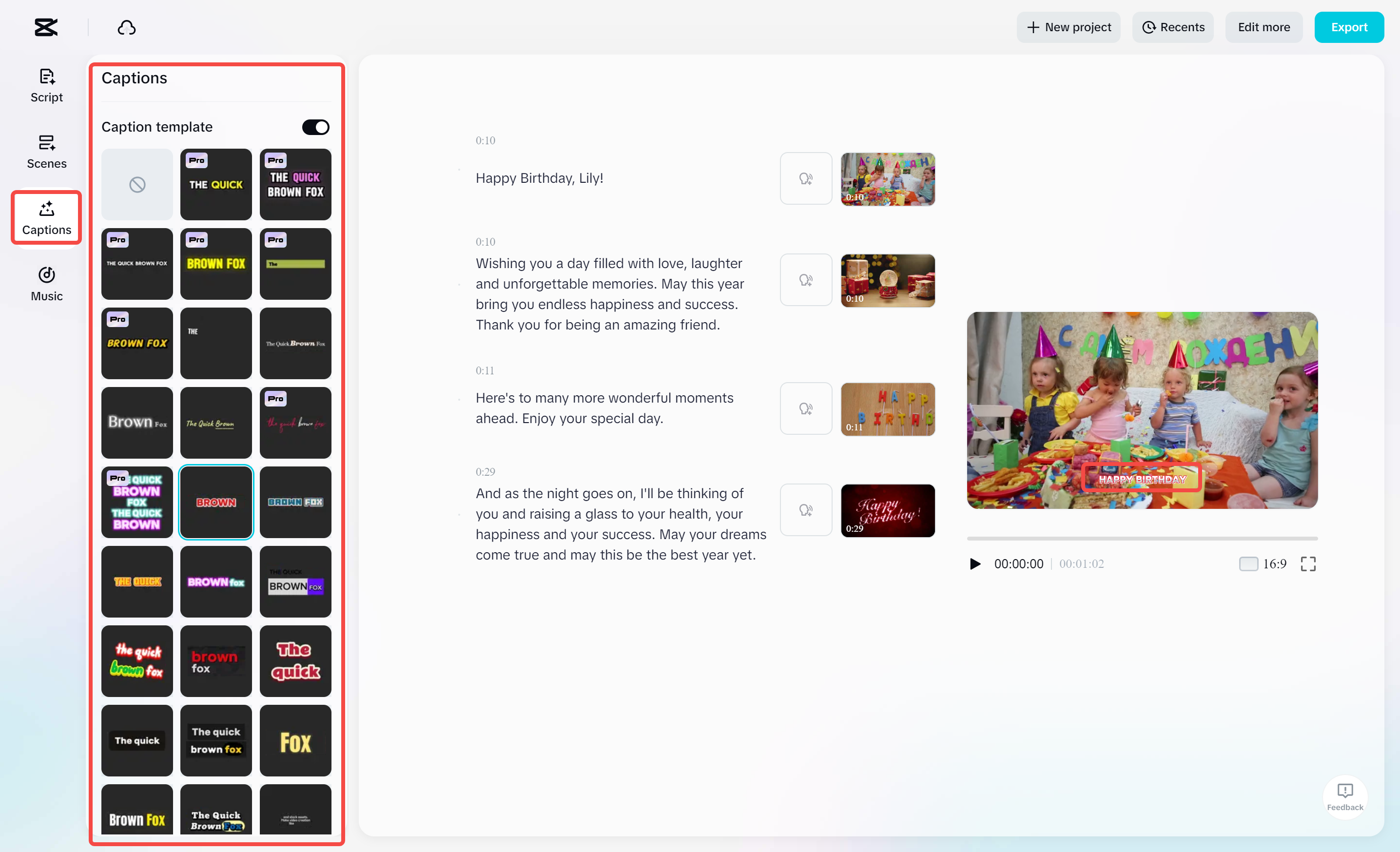 Adding captions to a video with the CapCut desktop video editor