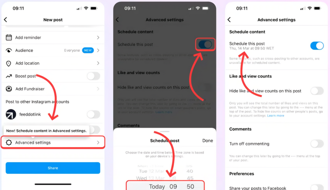 Schedule Instagram posts