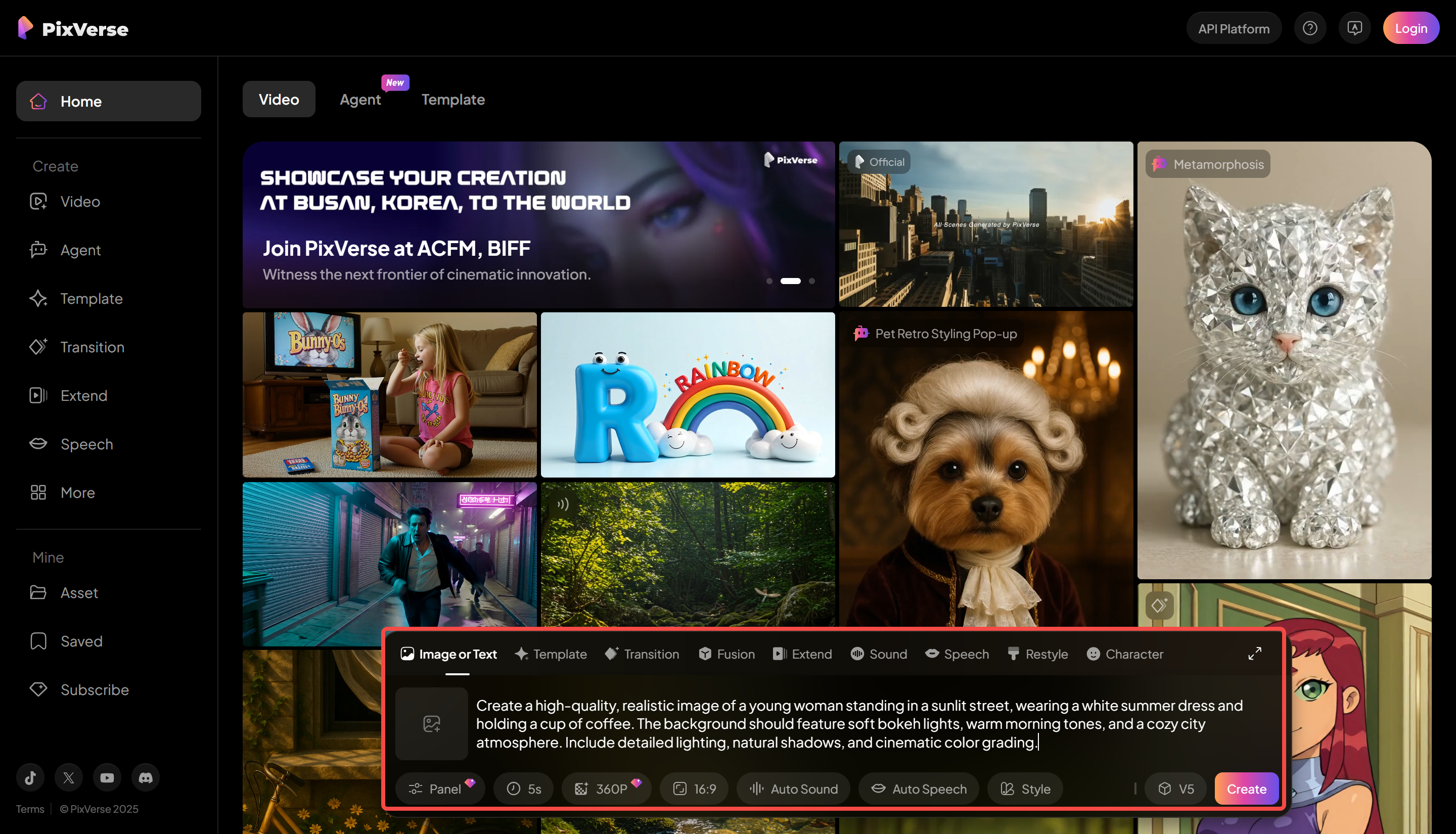 Creating a draft in the PixVerse AI video generator