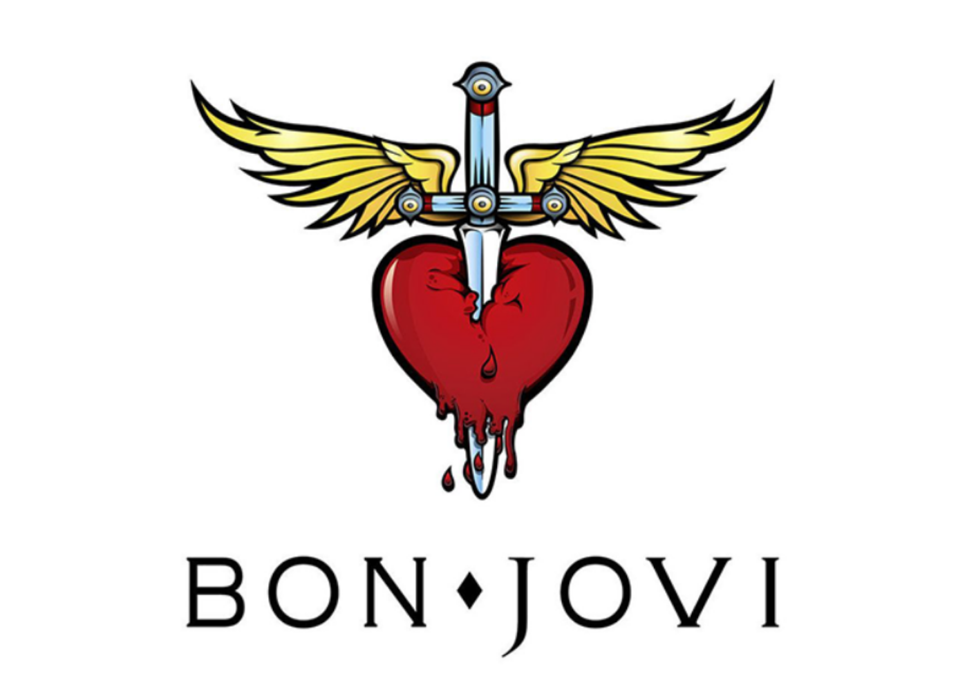 Logotipo de coração do Bon Jovi com adaga e asas