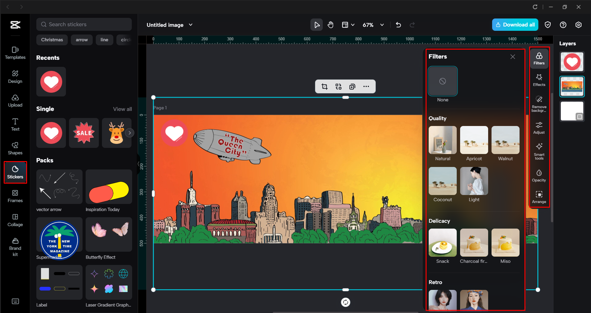 Editing the header image with the CapCut desktop video editor