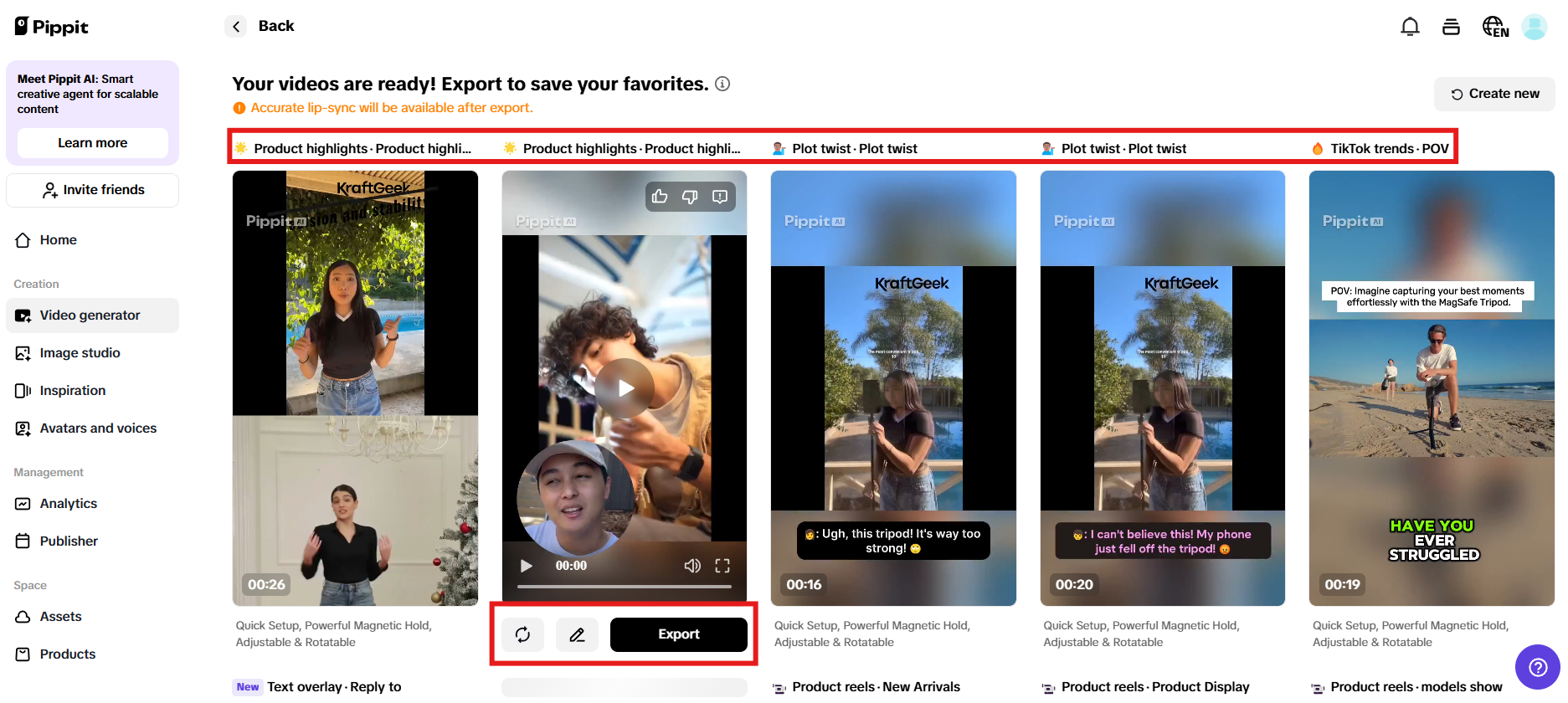 Preview videos and click Quick edit