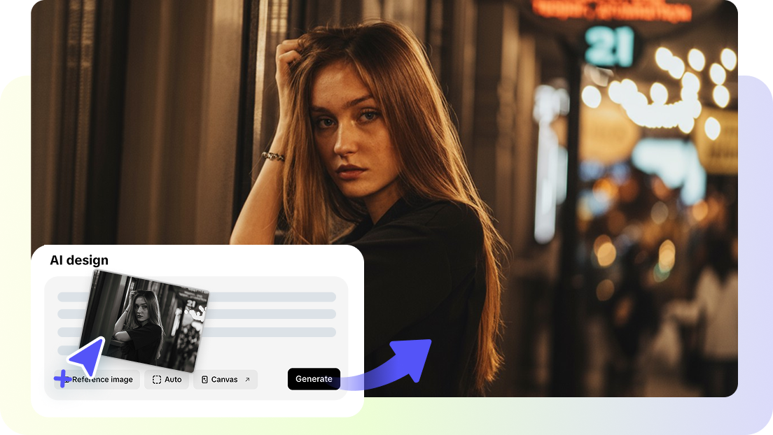AI design in Pippit for colorizing images