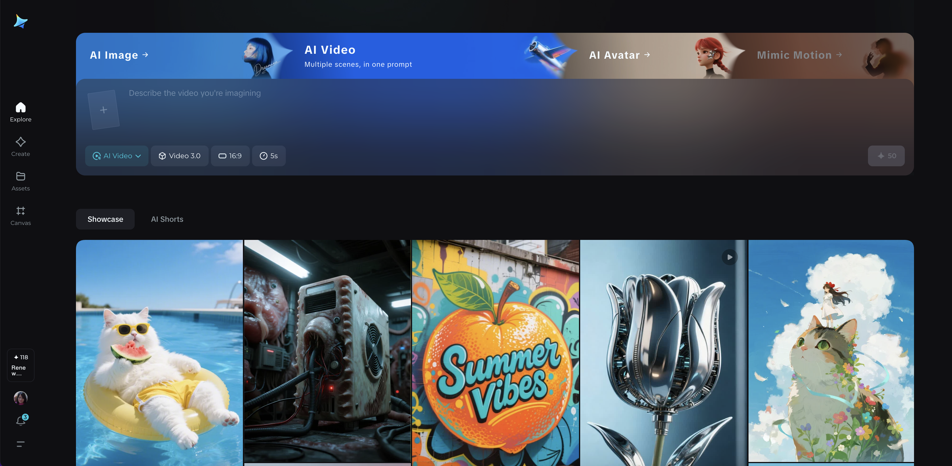 Interface do Dreamina