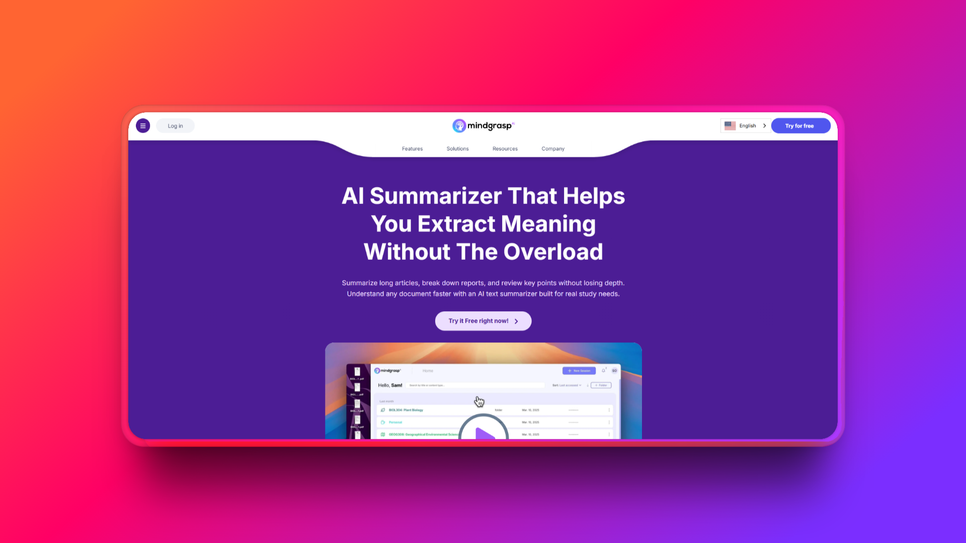 Mindgrasp YouTube Video Summarizer