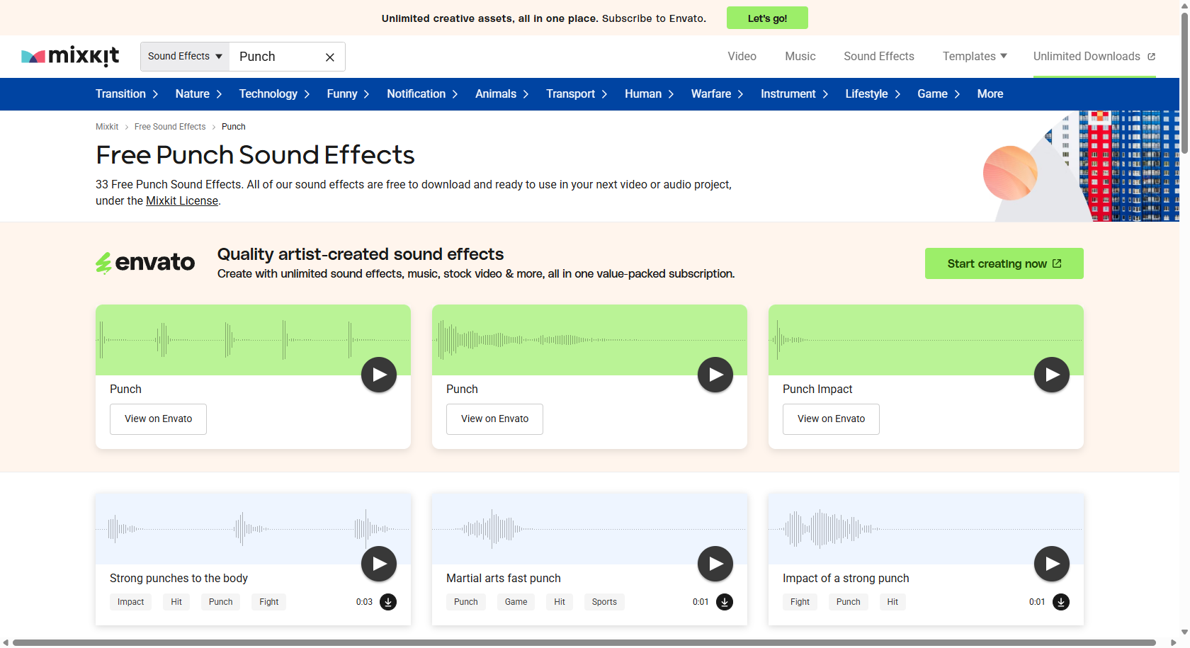 Mixkit punch sound effect