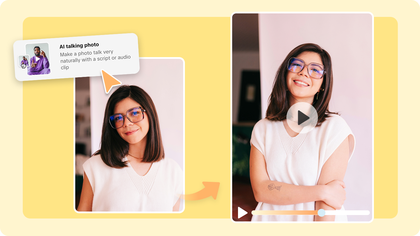 Collage of different types of interactive content - software walkthrough, product video with hotspots, AI avatar presentation