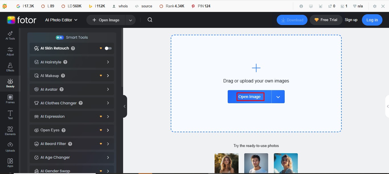 Upload your picture in red eye correction online with Fotor