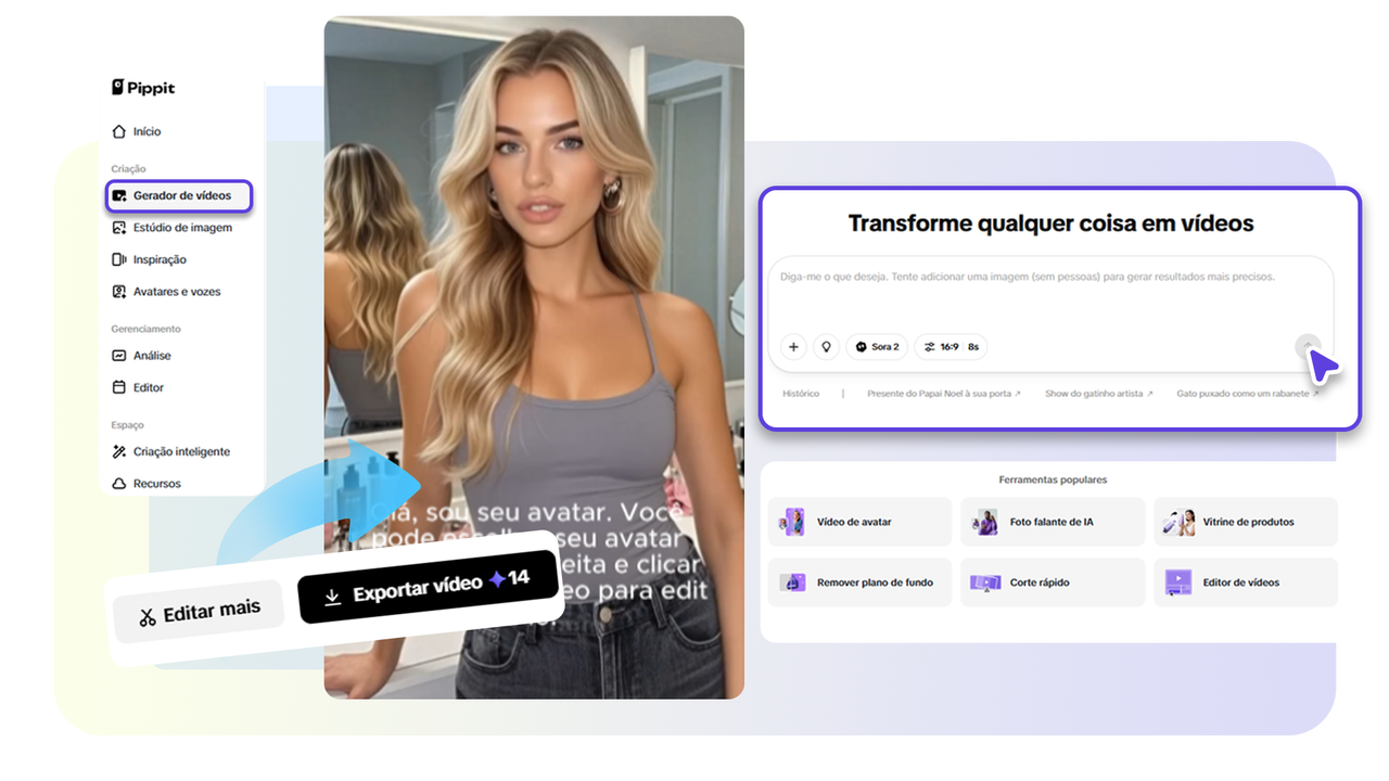 Adicionar texto ou link do produto para criar vídeo com IA online grátis