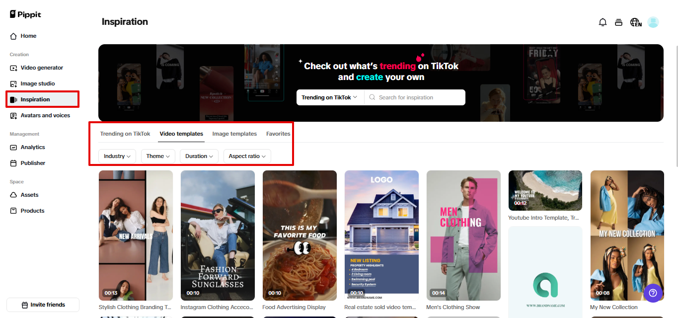 Inspiration in Pippit