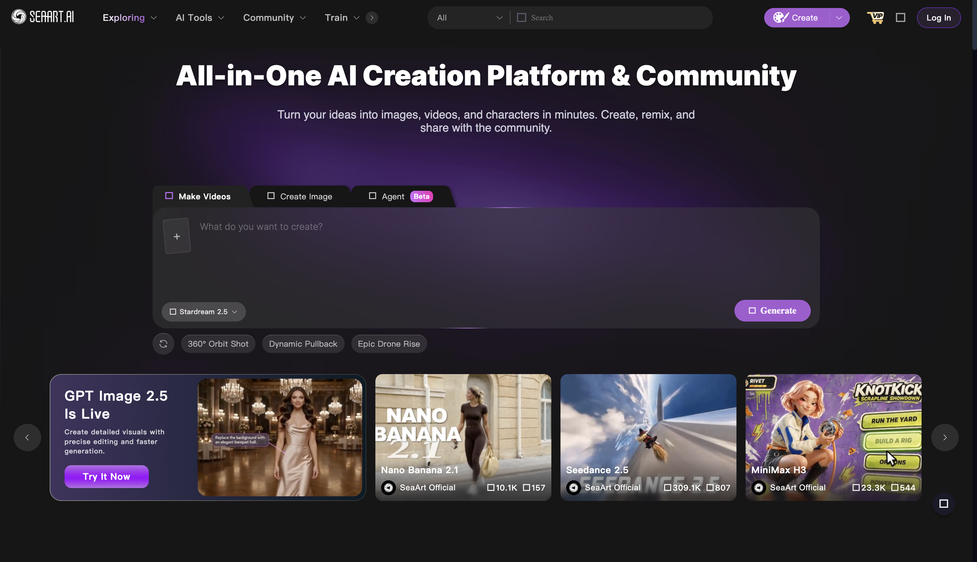 SeaArt AI página de inicio