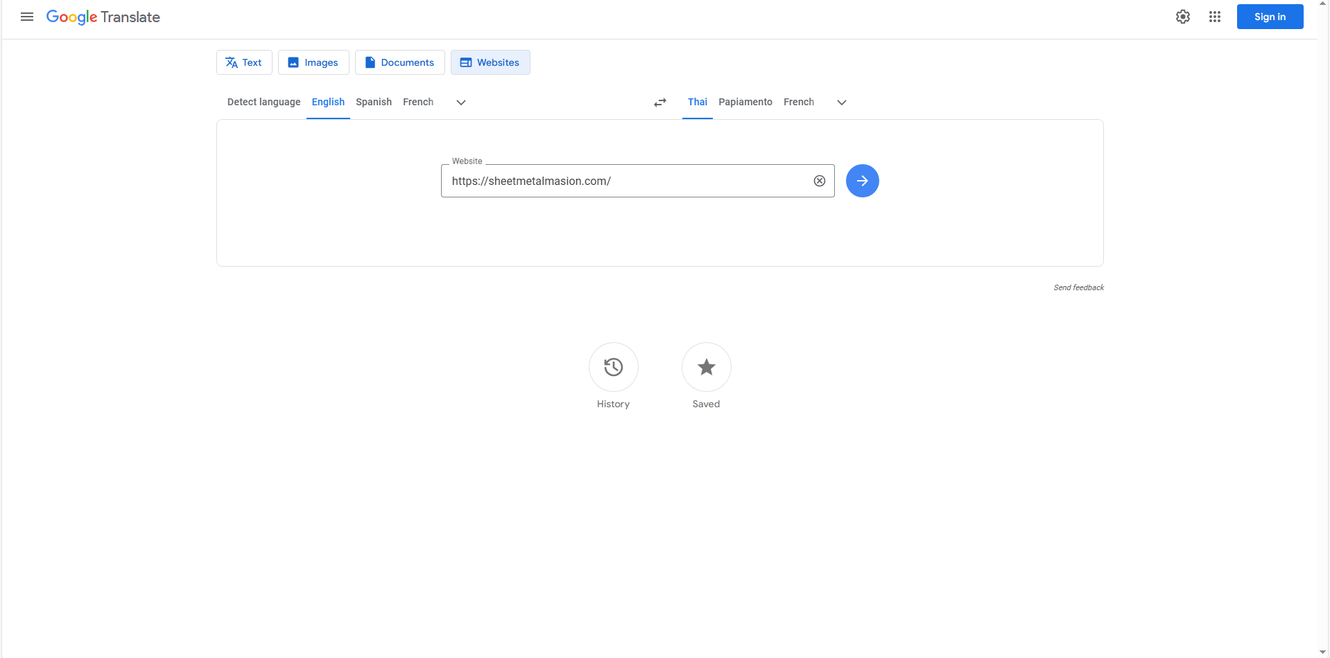 Paste the site URL in Google Translate
