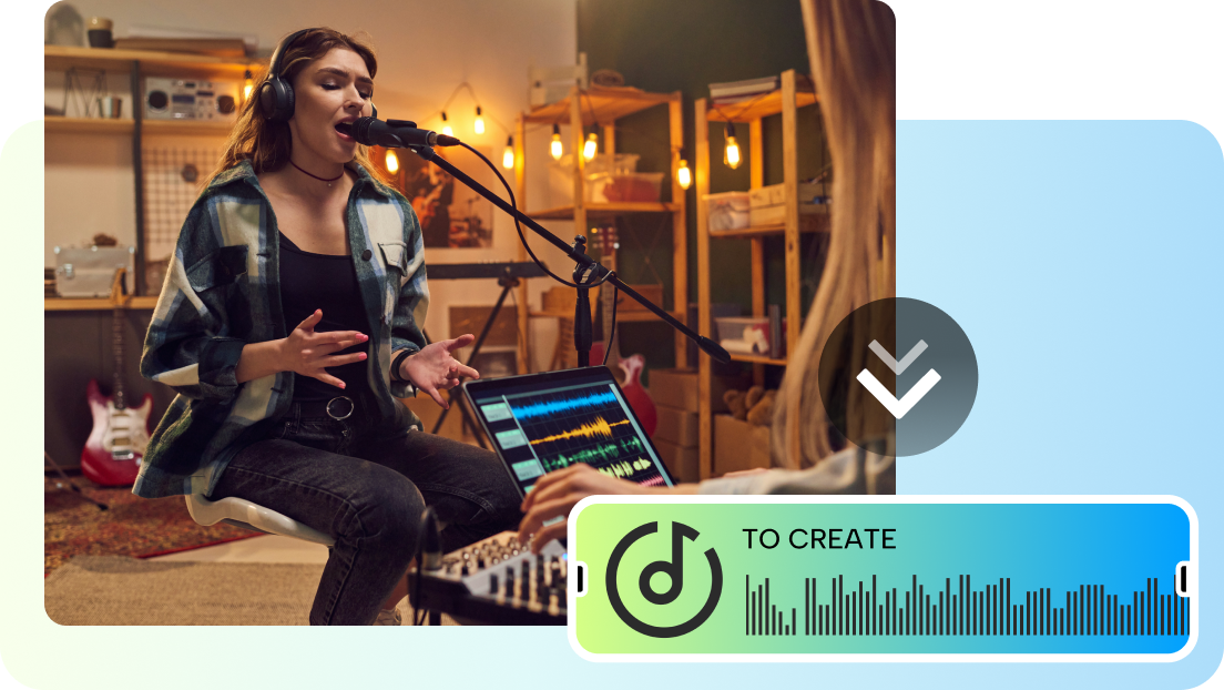 Универсальный творческий студийный интерфейс для редактирования видео, показывающий различные инструменты.