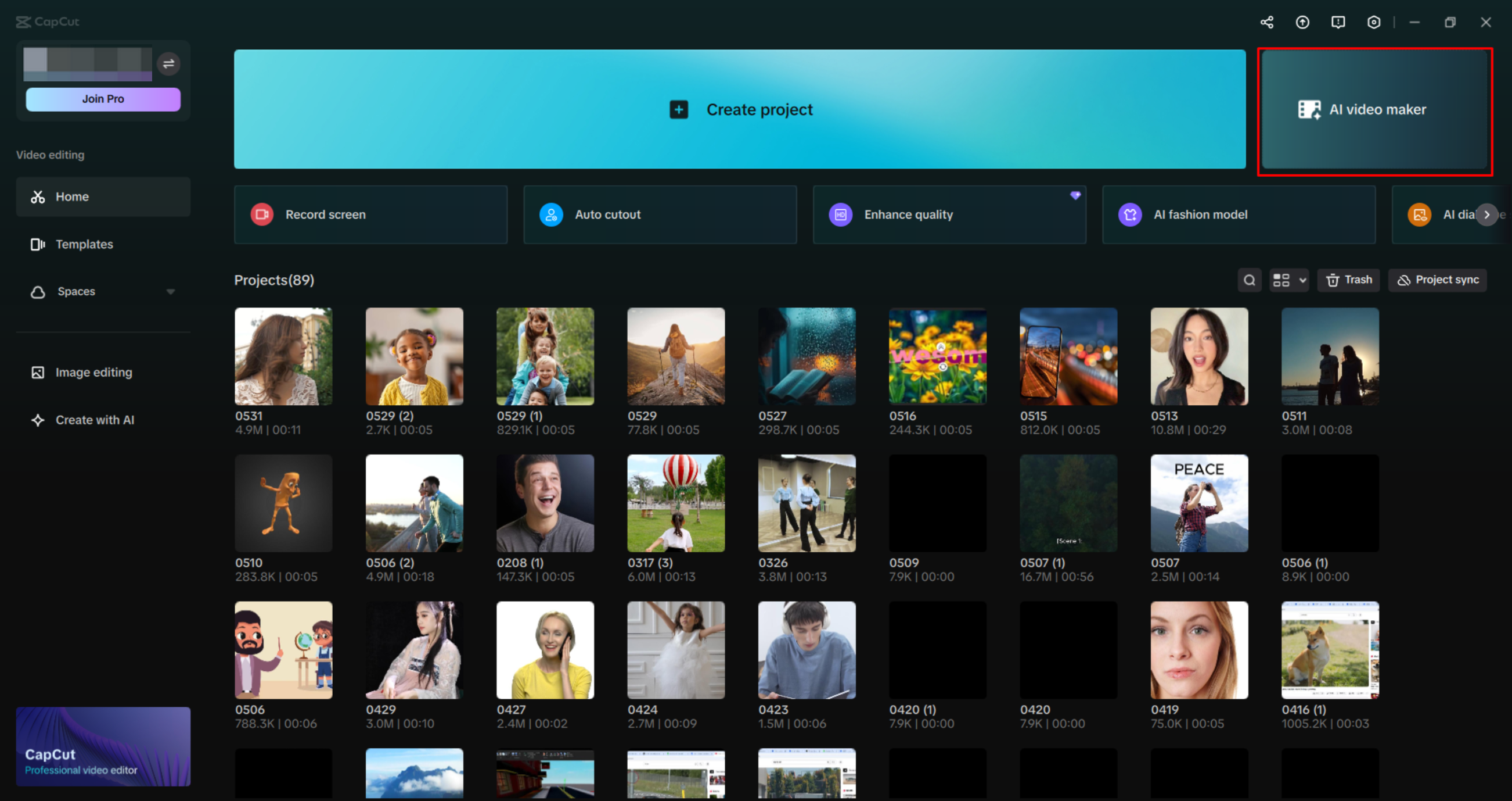 Eröffnung CapCut's AI Video Maker