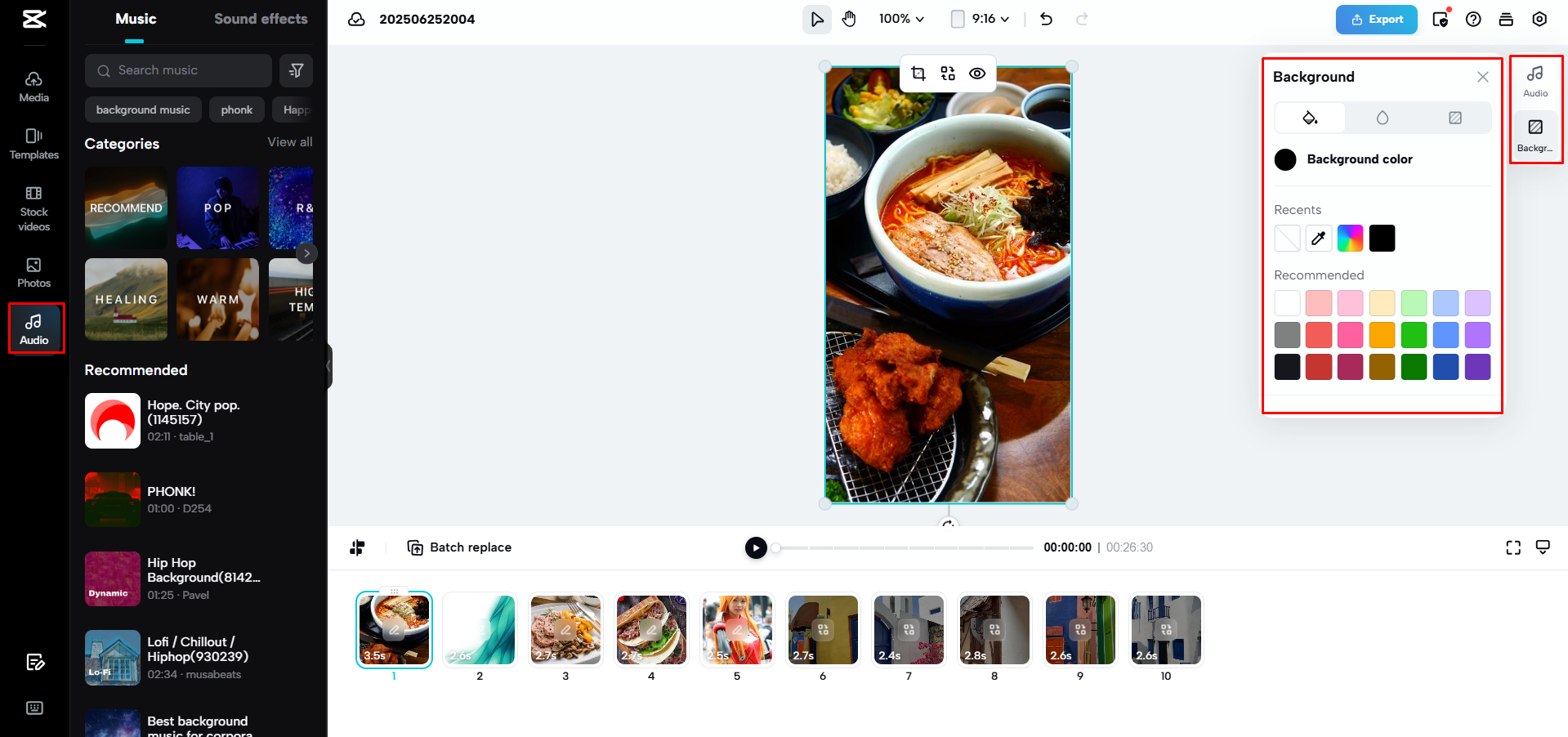 Ajouter du texte et ajuster la taille de la vidéo dans CapCut Web