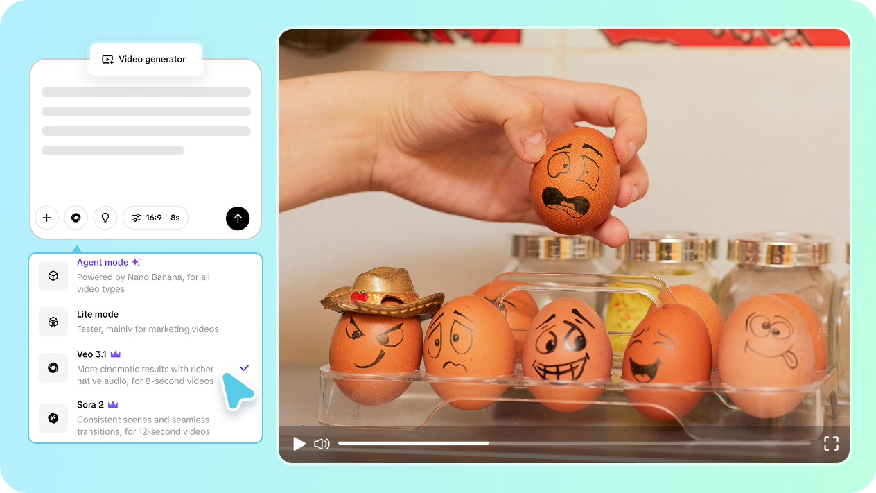 Turn text into snack videos