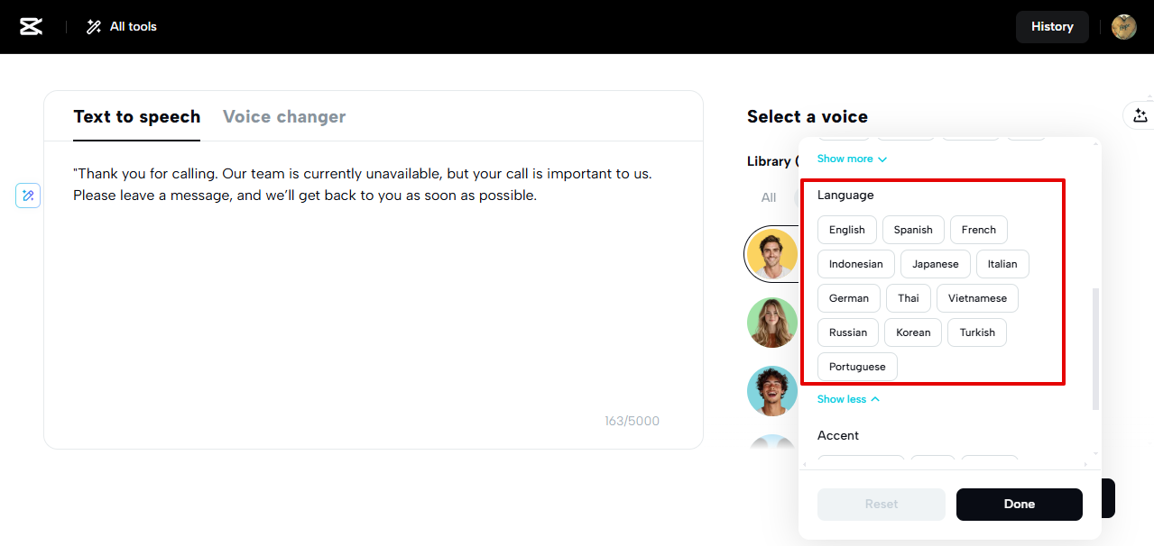 CapCut Web multi-lingual support