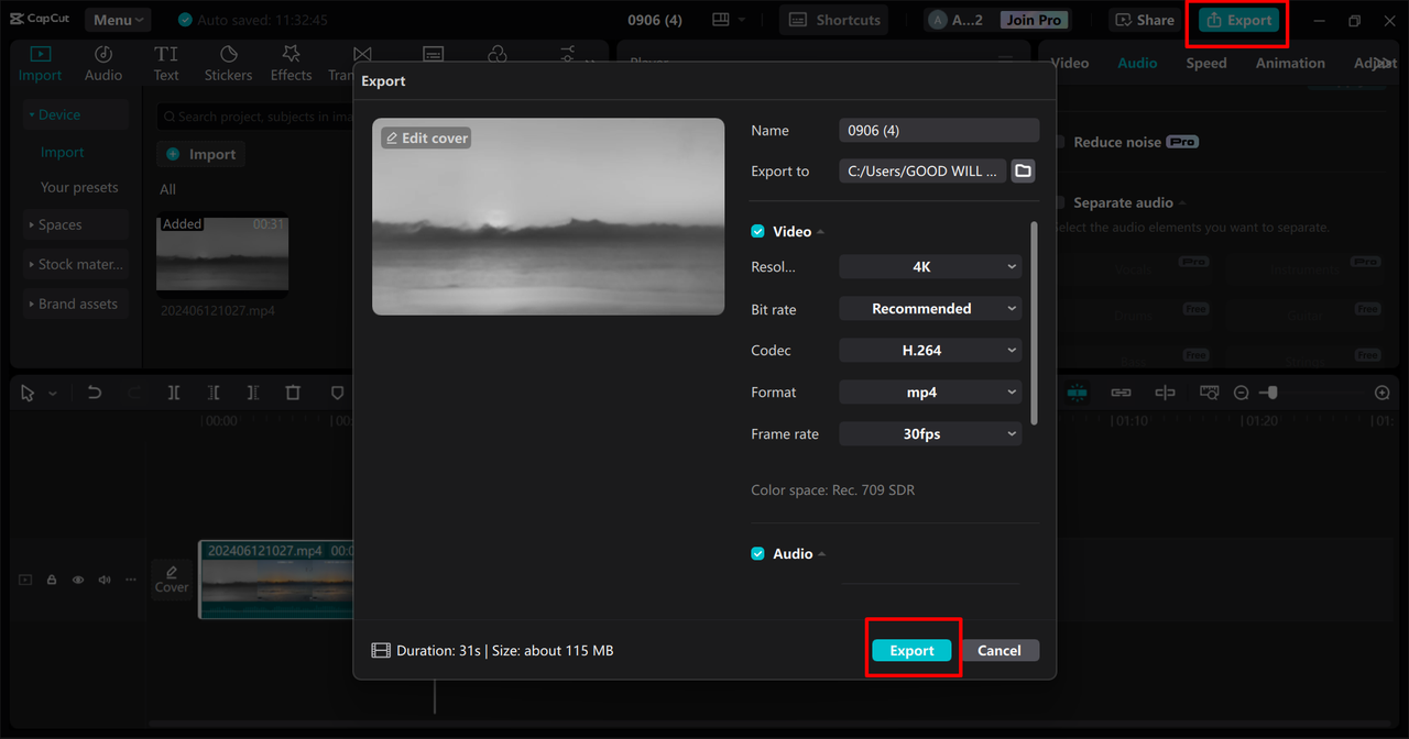 Export or share