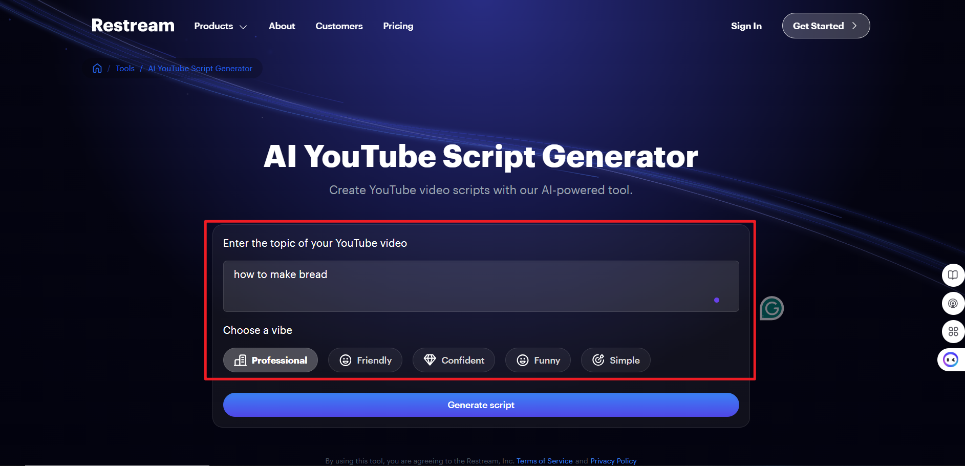 ai script youtube