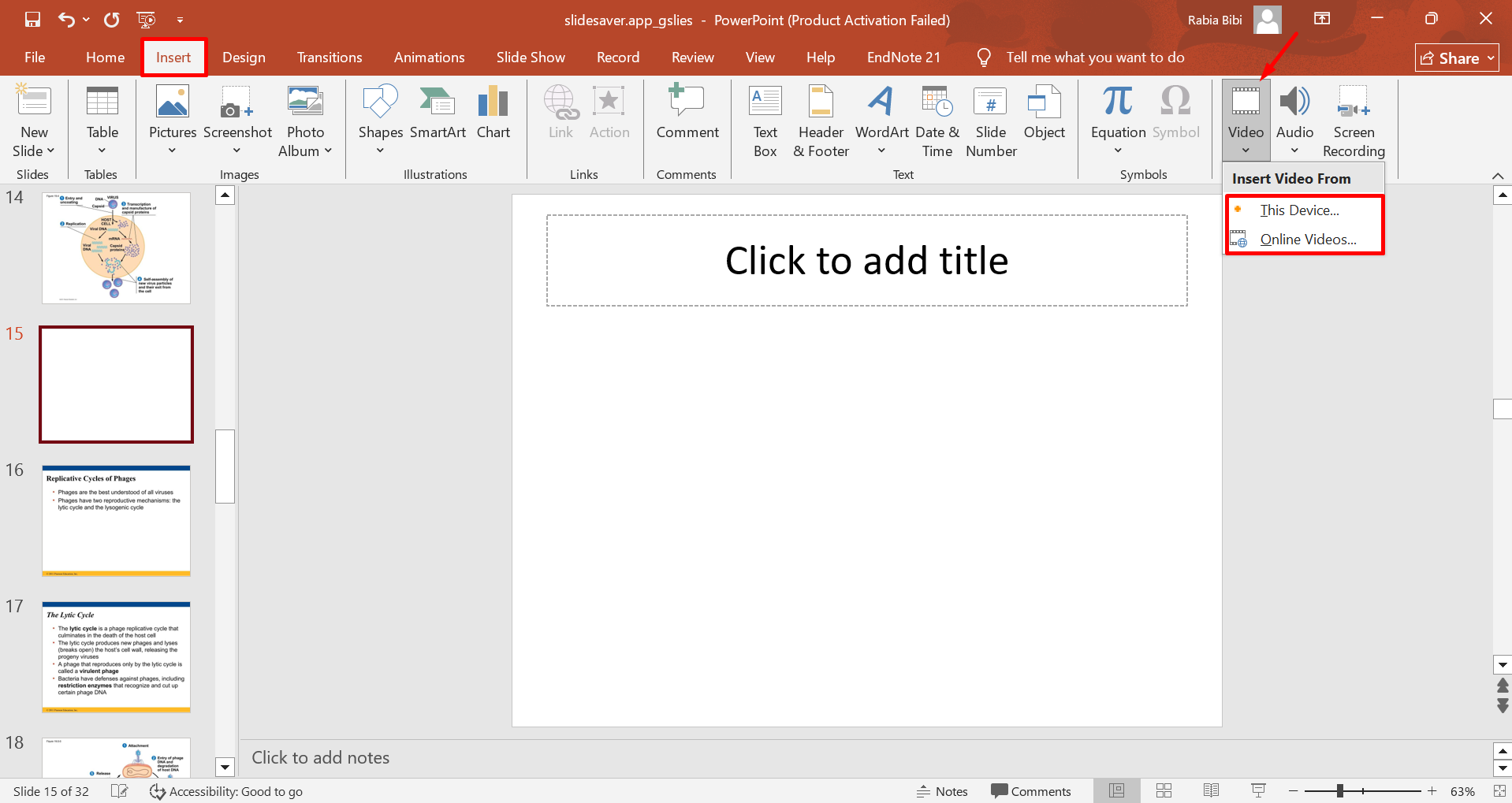Afbeelding die laat zien hoe u een video in PowerPoint op de computer invoegt