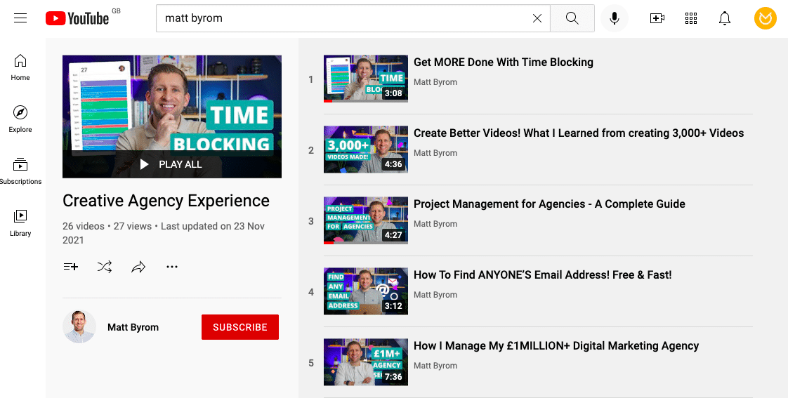 YouTube에서 시청 시간을 늘리기 위한 재생 목록 만들기
